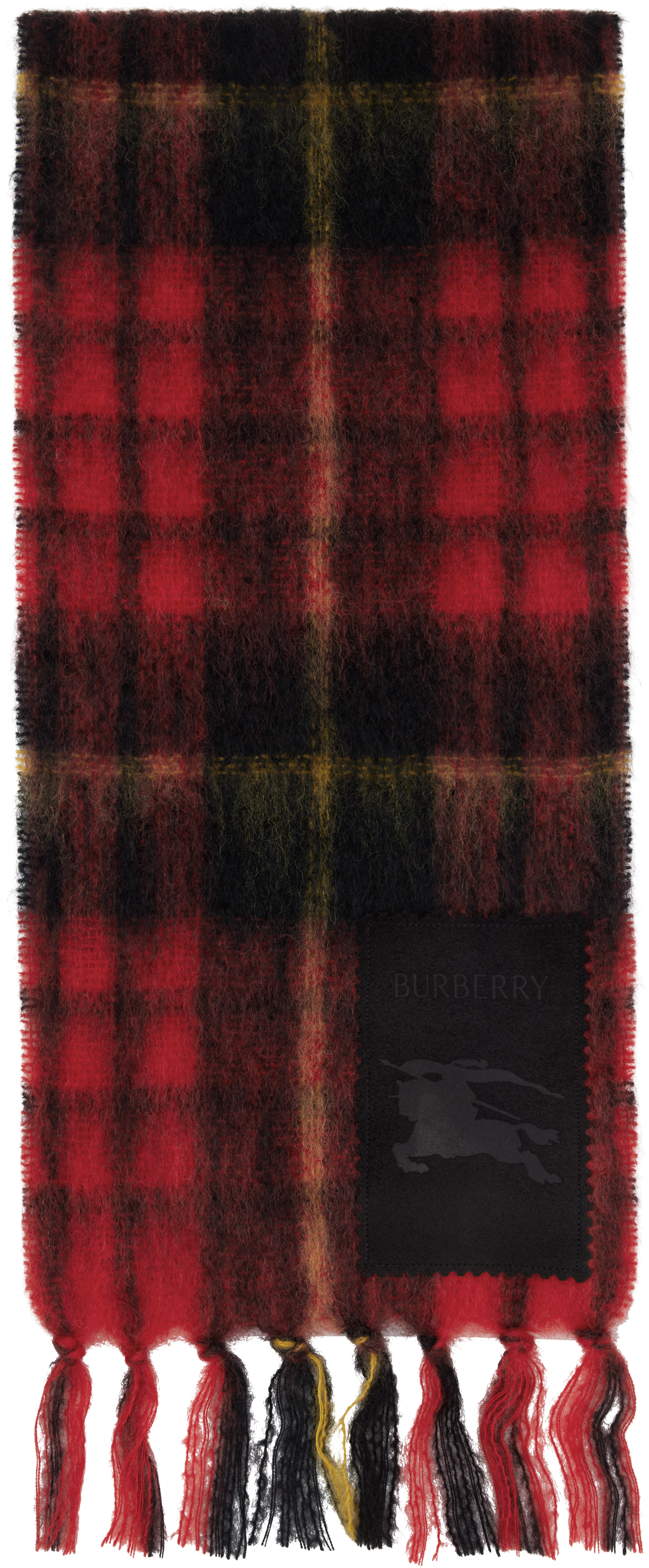 Burberry Red Check Mohair Wool Scarf In Multi