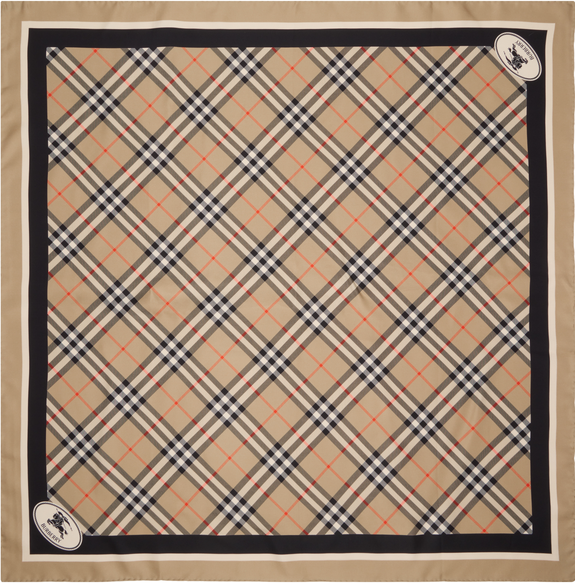 Beige Check Silk Scarf