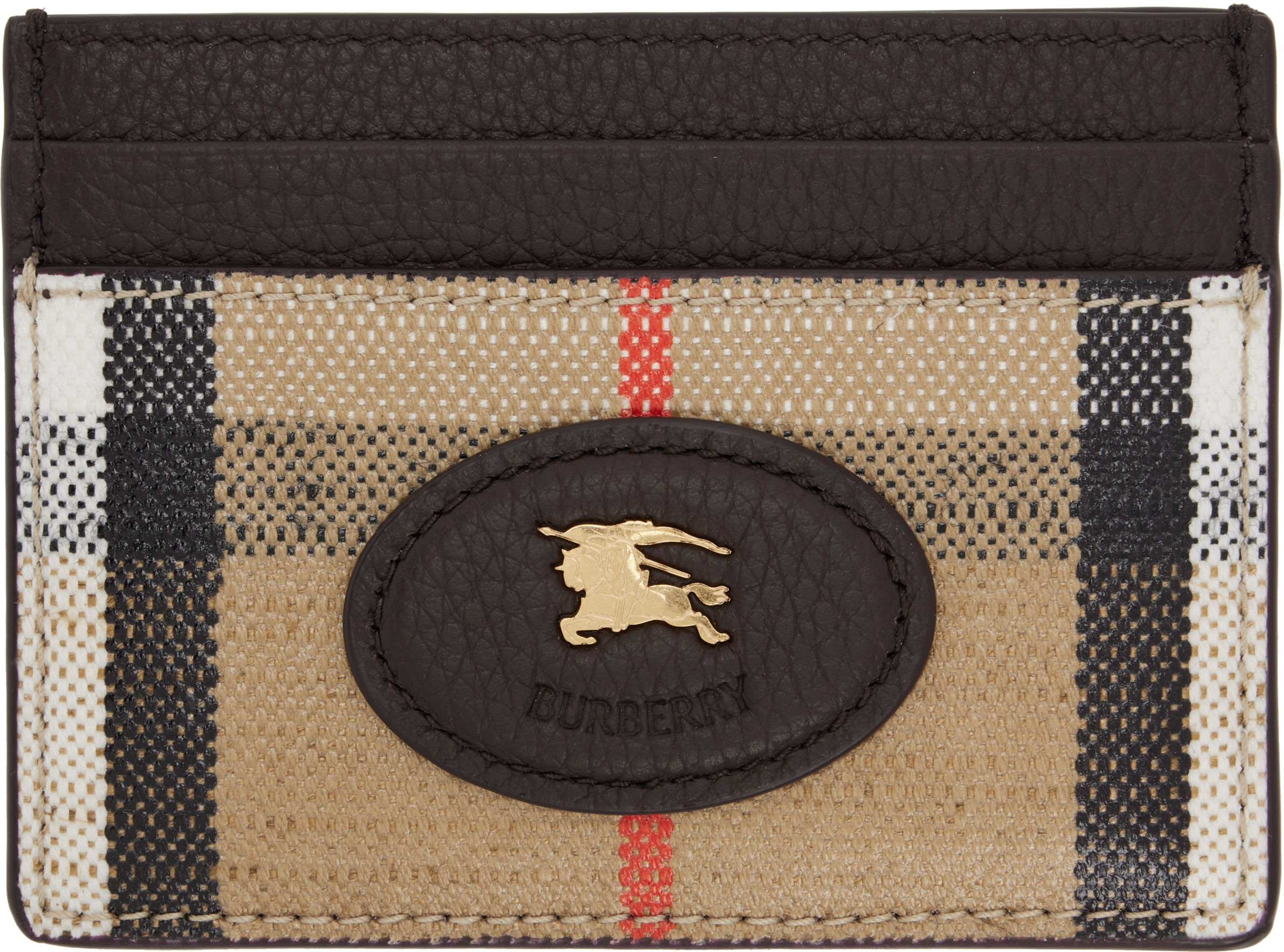 Burberry Beige Highlands Card Holder In Brown