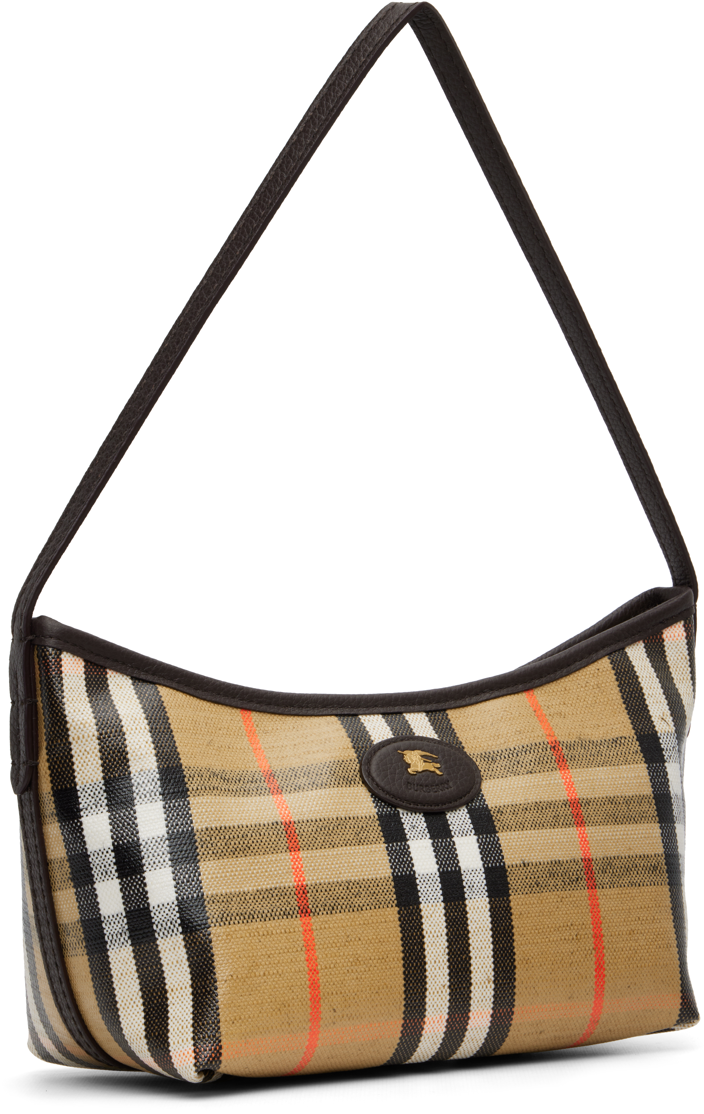 Burberry Womens Sand Mini Highlands Waxed-cotton Baguette Shoulder Bag In Brown