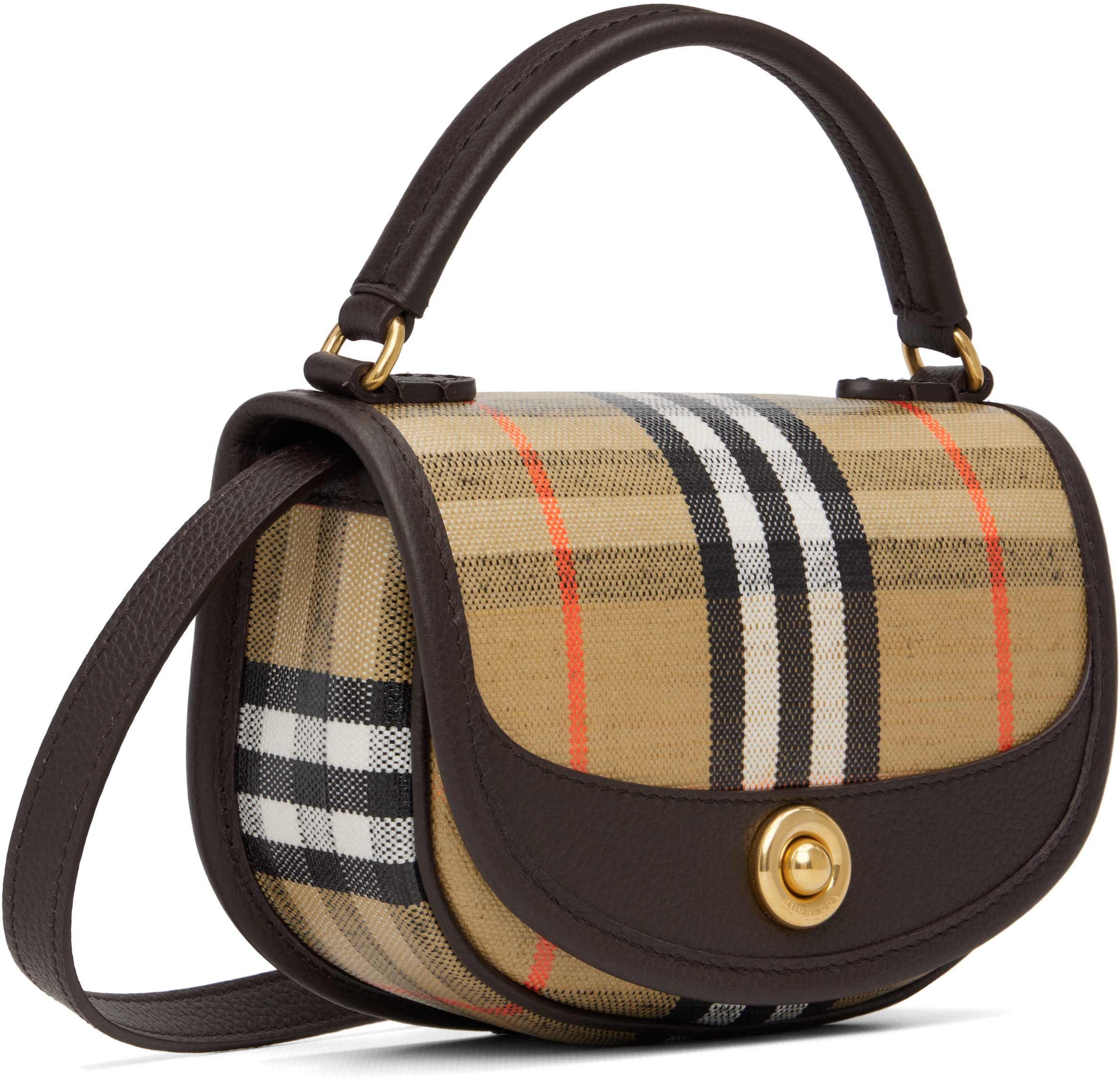 Burberry Women Highlands Crossbody Bag With Check Motif In Multi