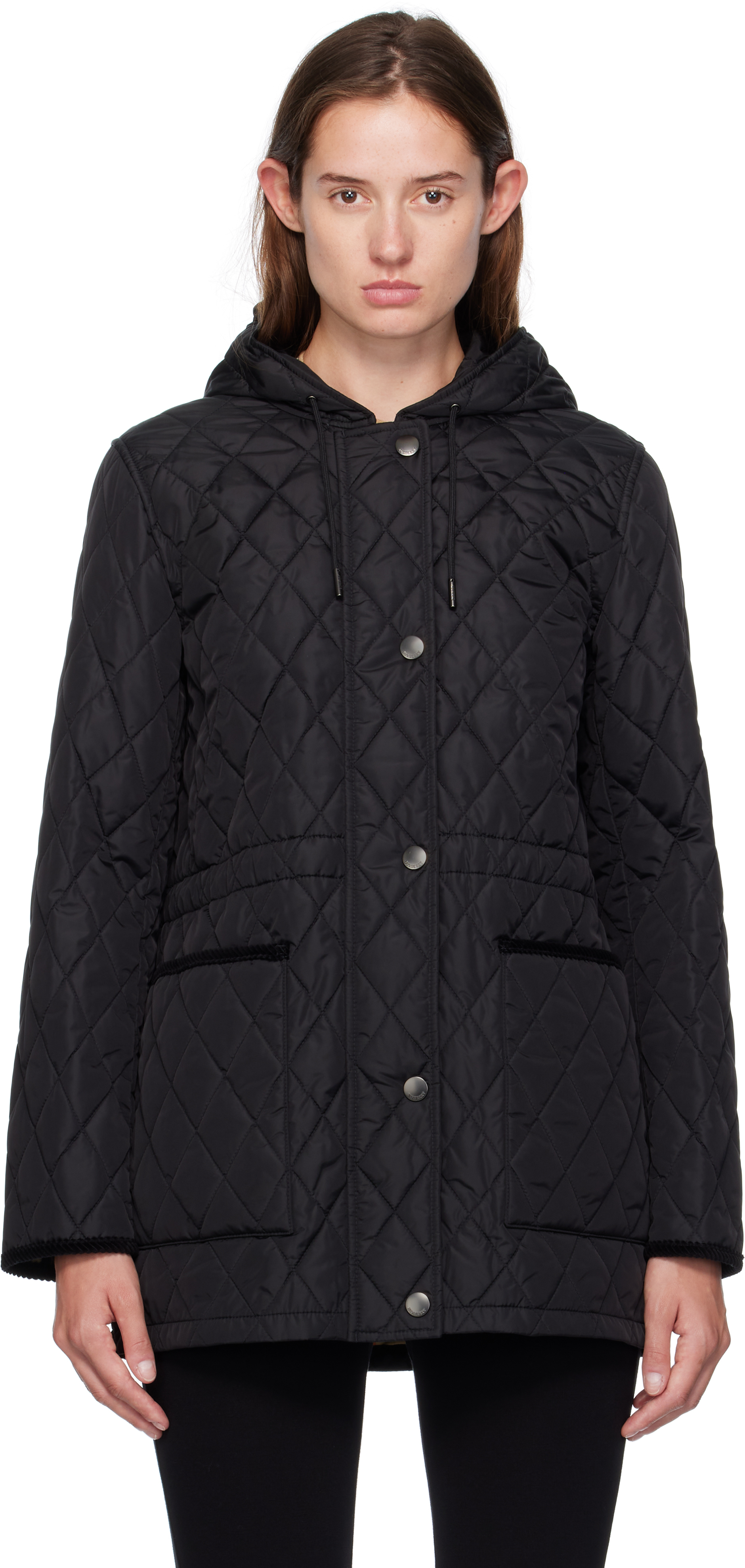 Burberry: Black Quilted Nylon Coat | SSENSE