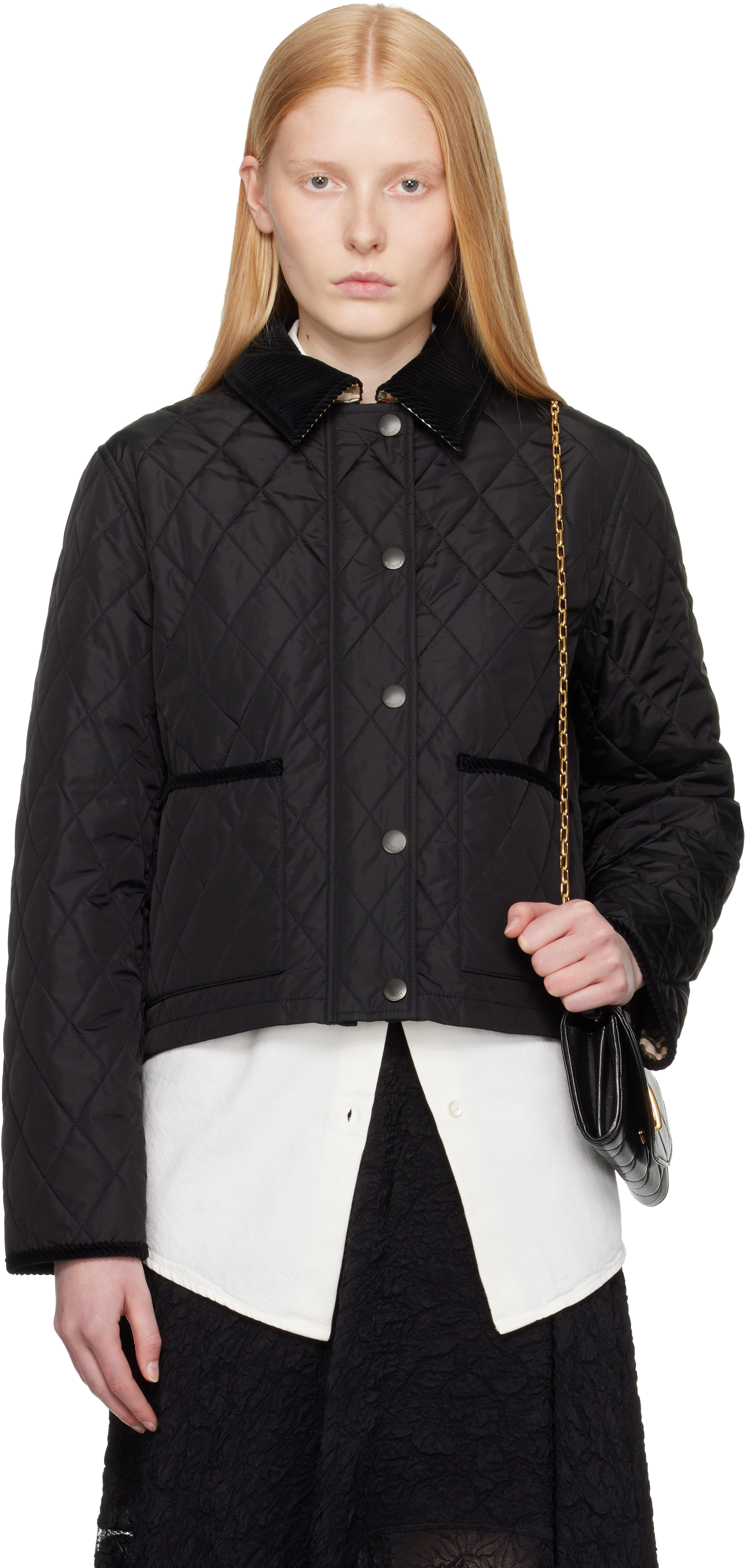 【関税込み】Burberry タン Oldham ナイロン ジャケット Burberry: ブラック Oldham ナイロン ジャケット | SSENSE 日本
