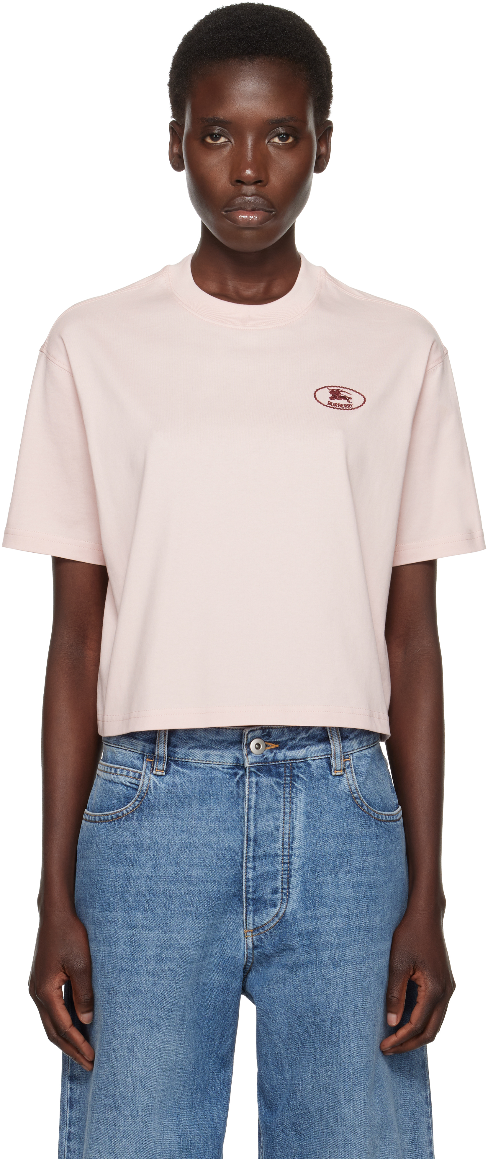 Burberry Pink Cropped Cotton T-shirt