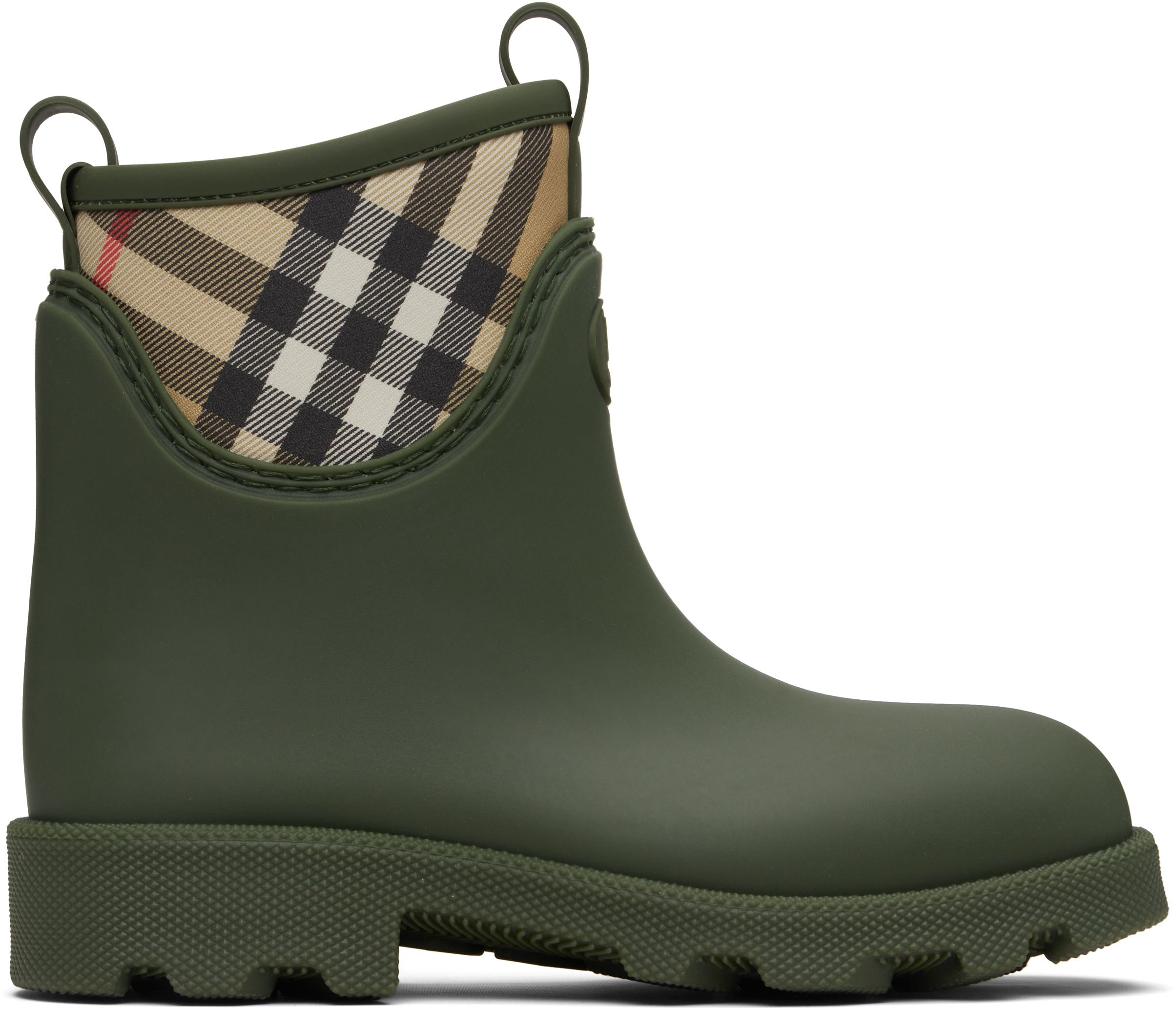 Burberry Olive Green Rubber Marsh Stamp Ankle Boots In Blue