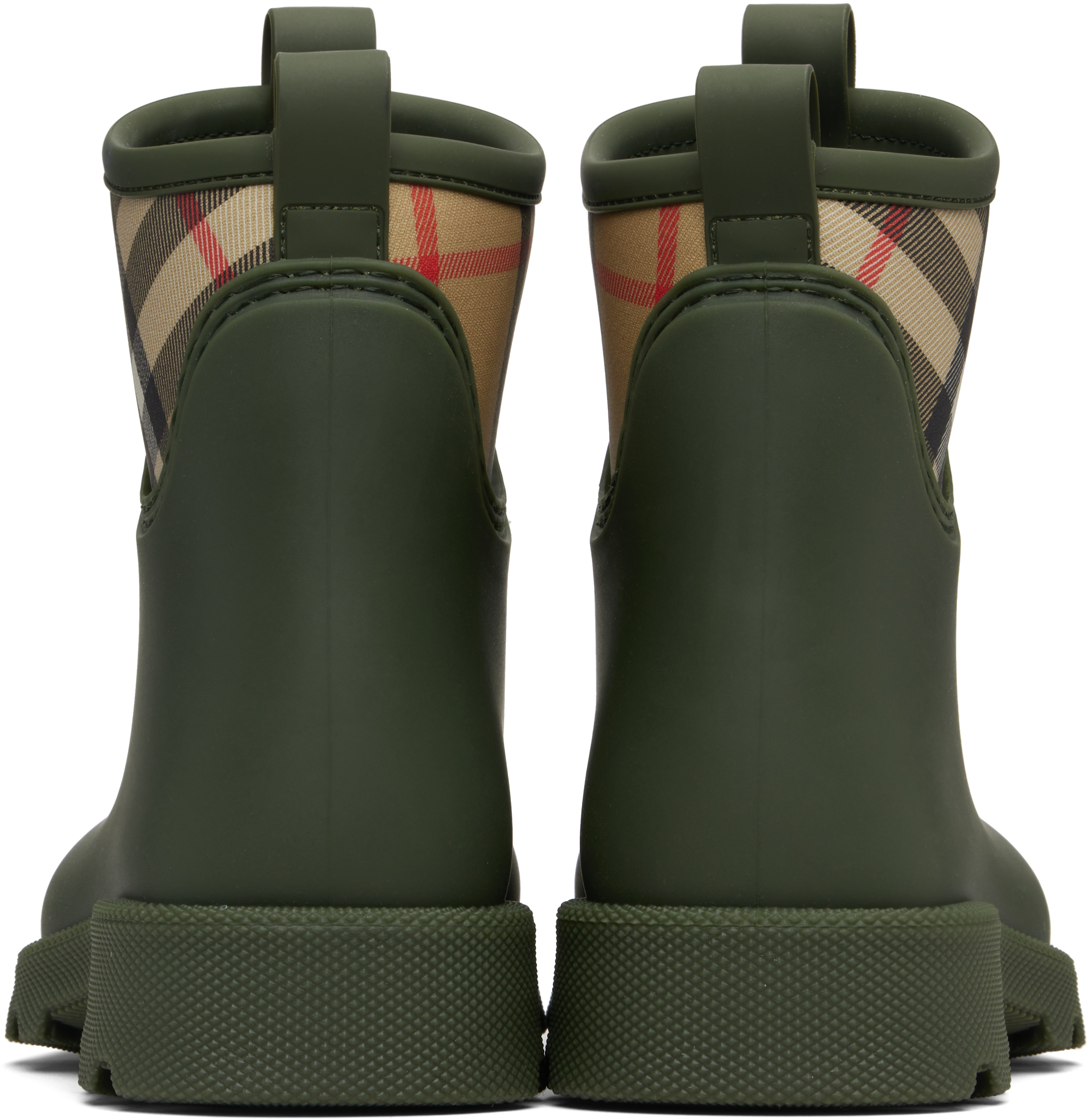 Burberry Olive Green Rubber Marsh Stamp Ankle Boots In Blue