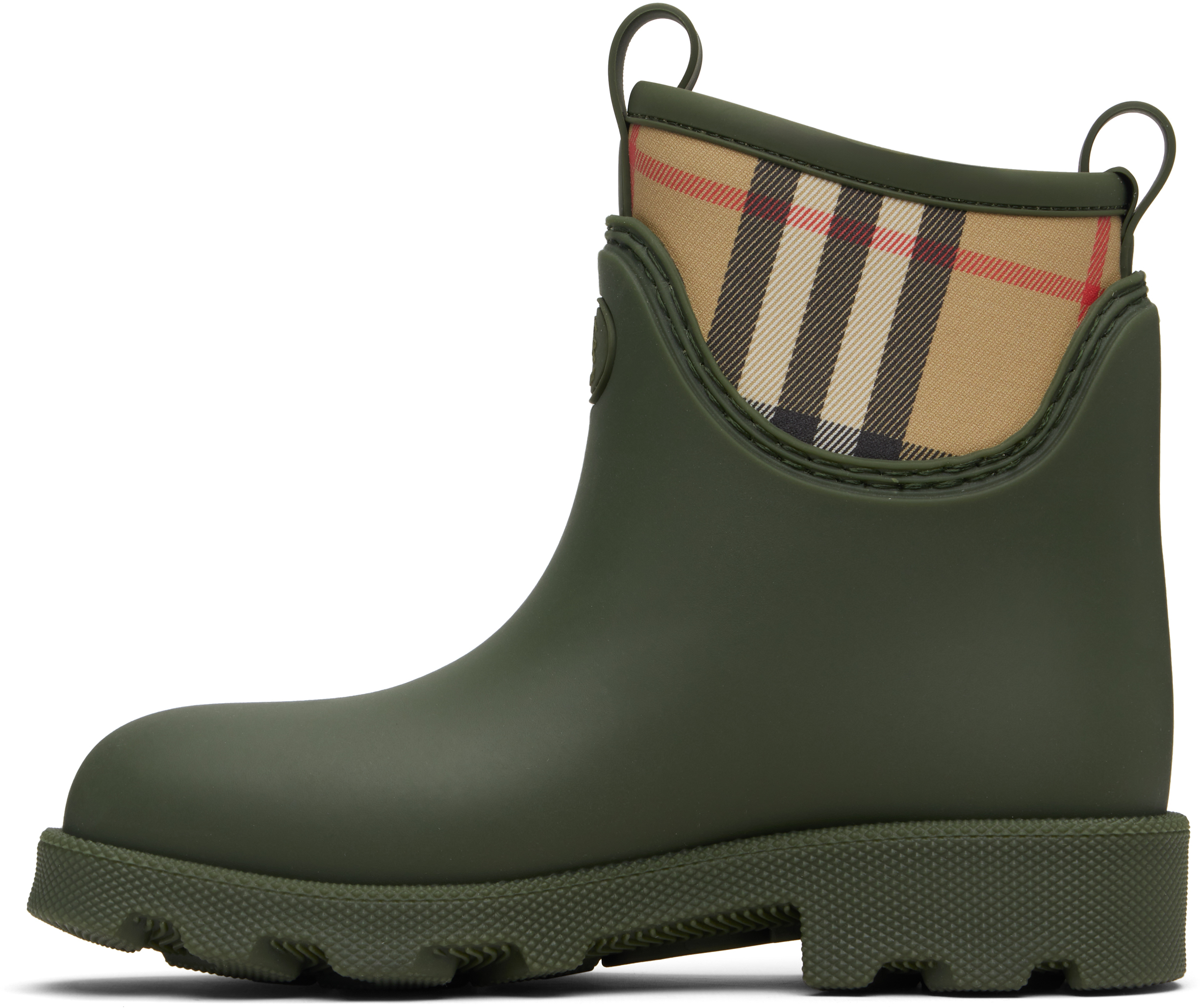 Burberry Olive Green Rubber Marsh Stamp Ankle Boots In Blue