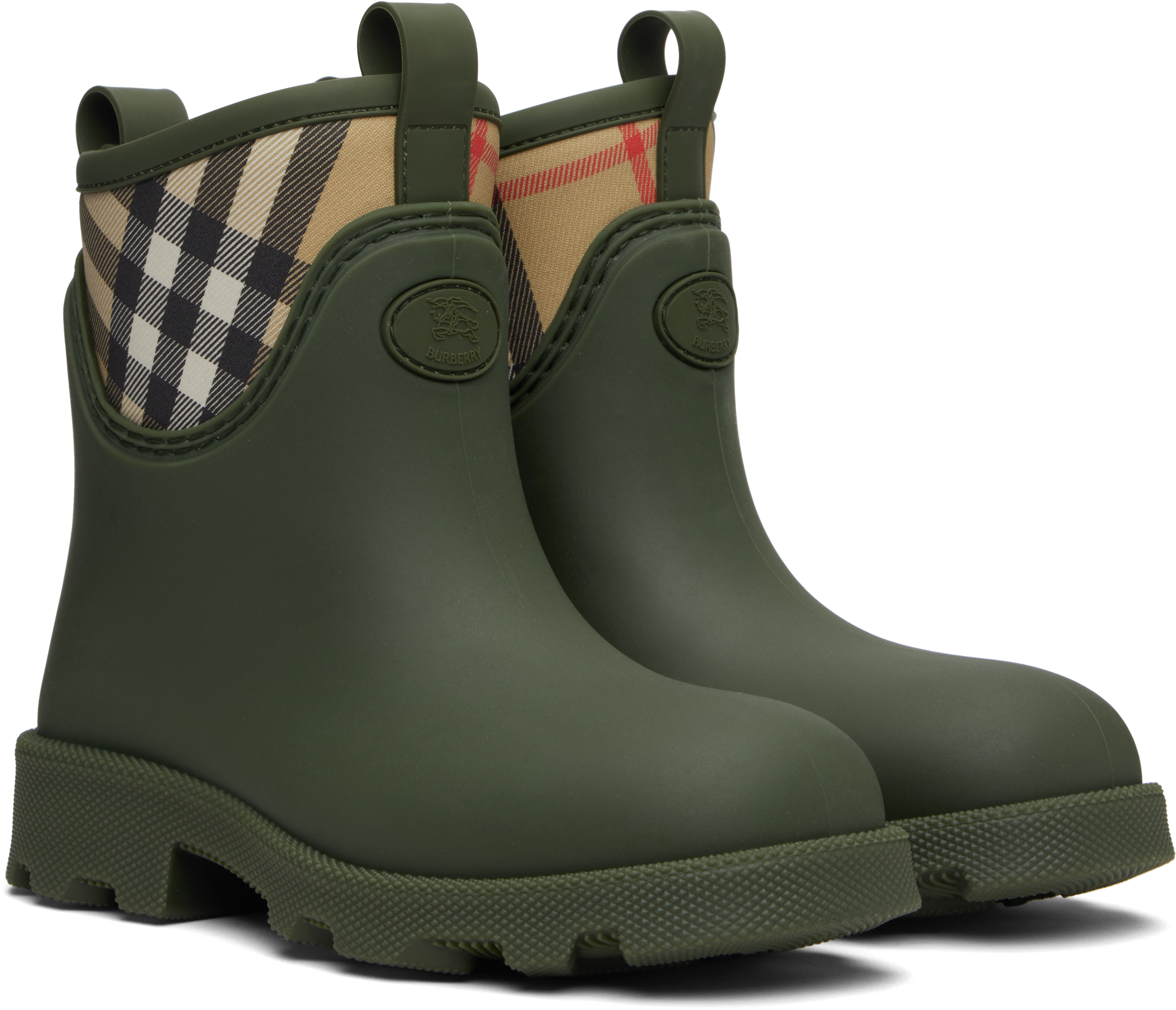 Burberry Olive Green Rubber Marsh Stamp Ankle Boots In Blue