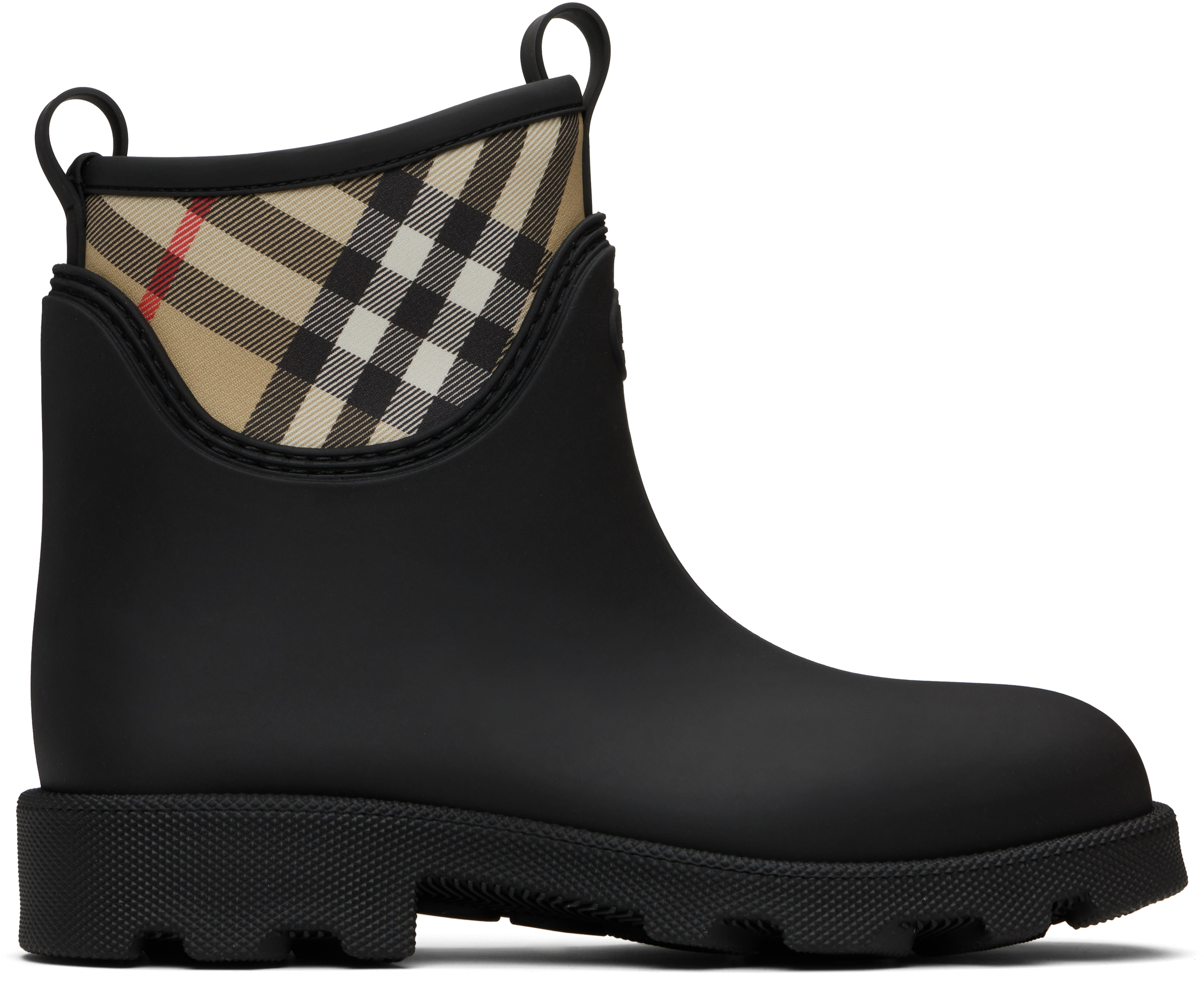 Burberry Rubber Nova Check Rain Boots In Black