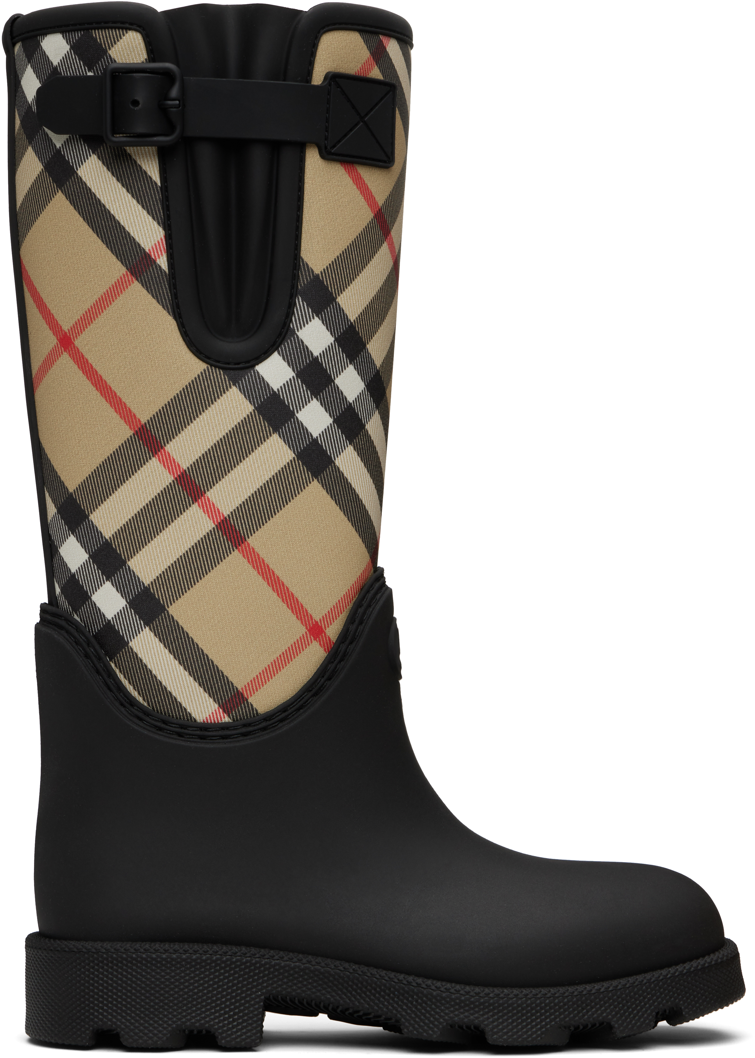 Burberry Rubber Marsh Checked Nylon And Rubber Rain Boots In Black