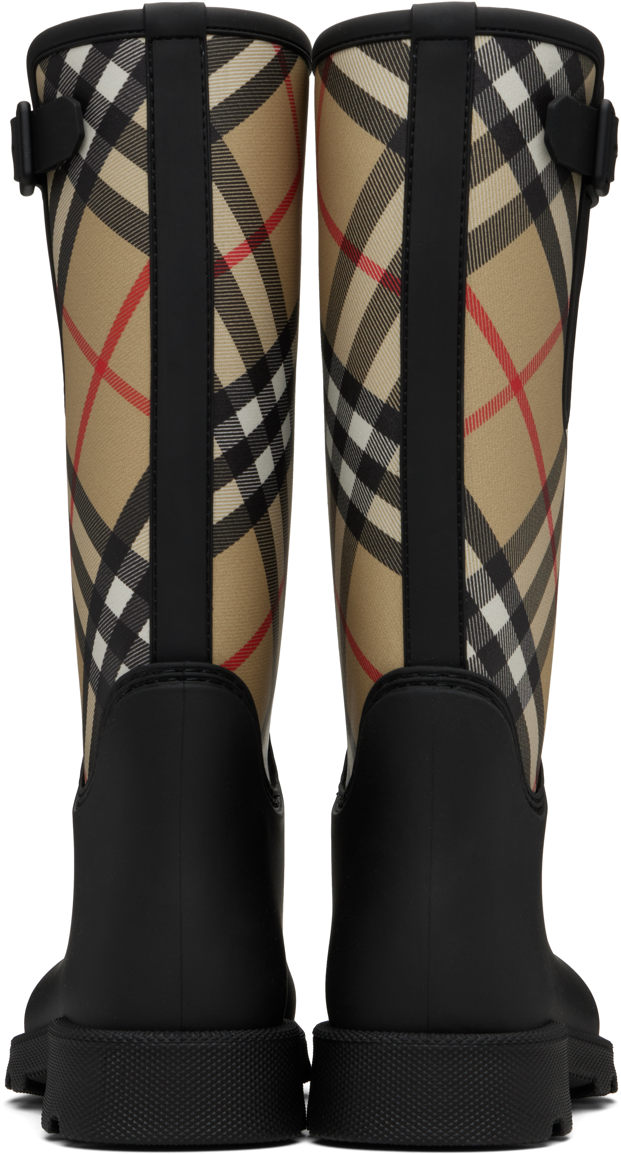 Burberry Rubber Marsh Checked Nylon And Rubber Rain Boots In Black