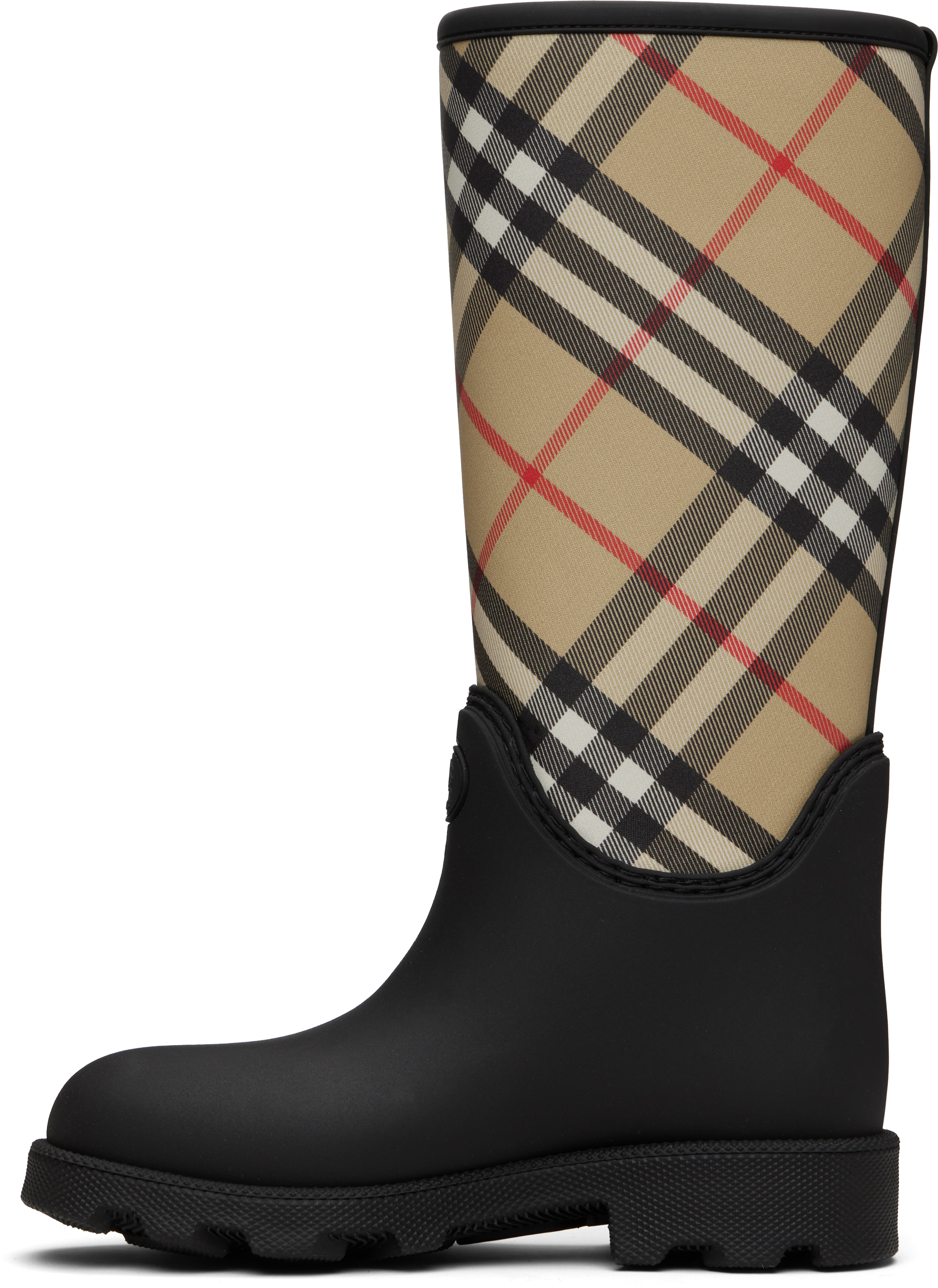 Burberry Rubber Marsh Checked Nylon And Rubber Rain Boots In Black