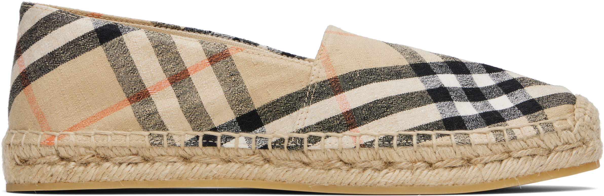 Burberry Canvas Check Pattern Espadrilles With Round Toe