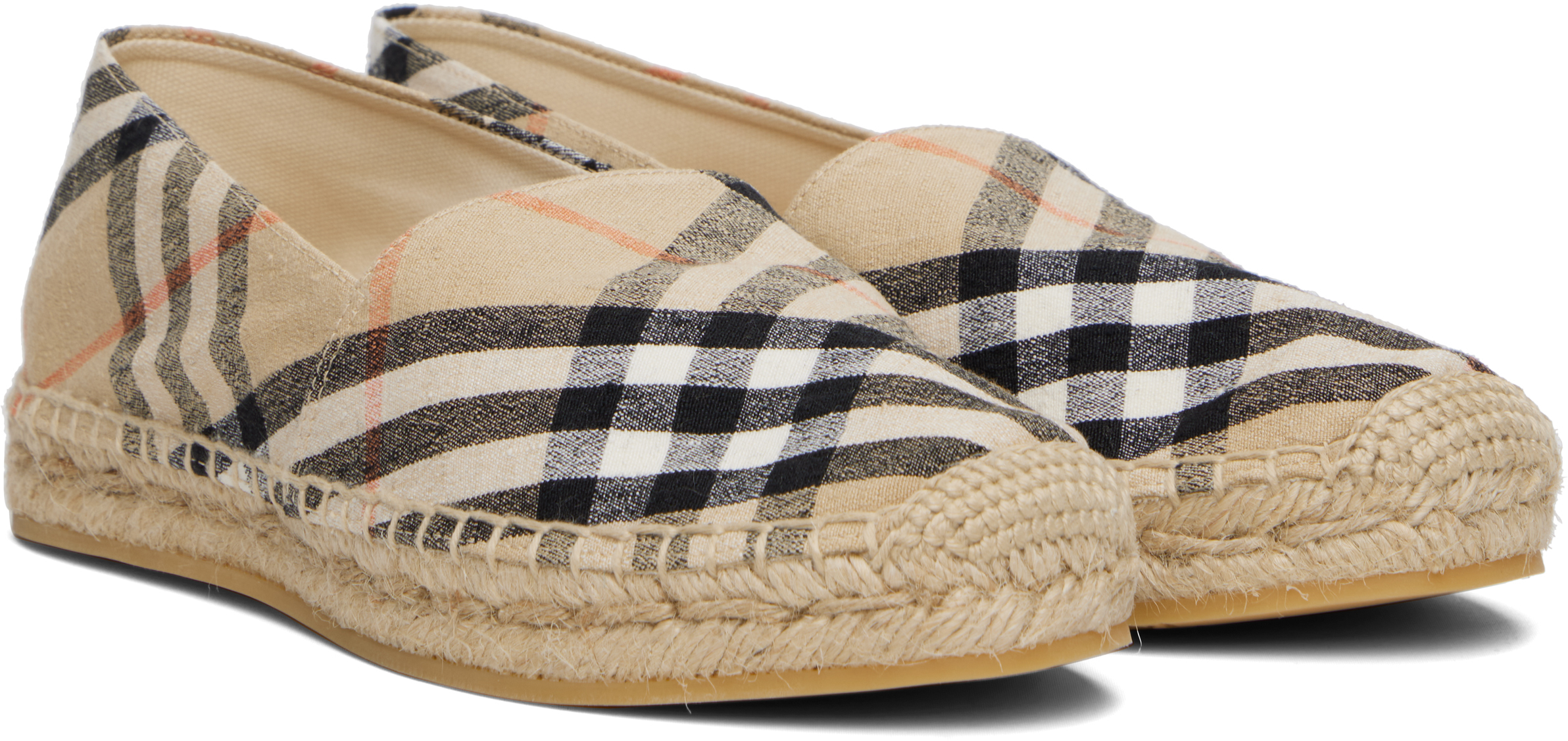 Burberry Canvas Check Pattern Espadrilles With Round Toe