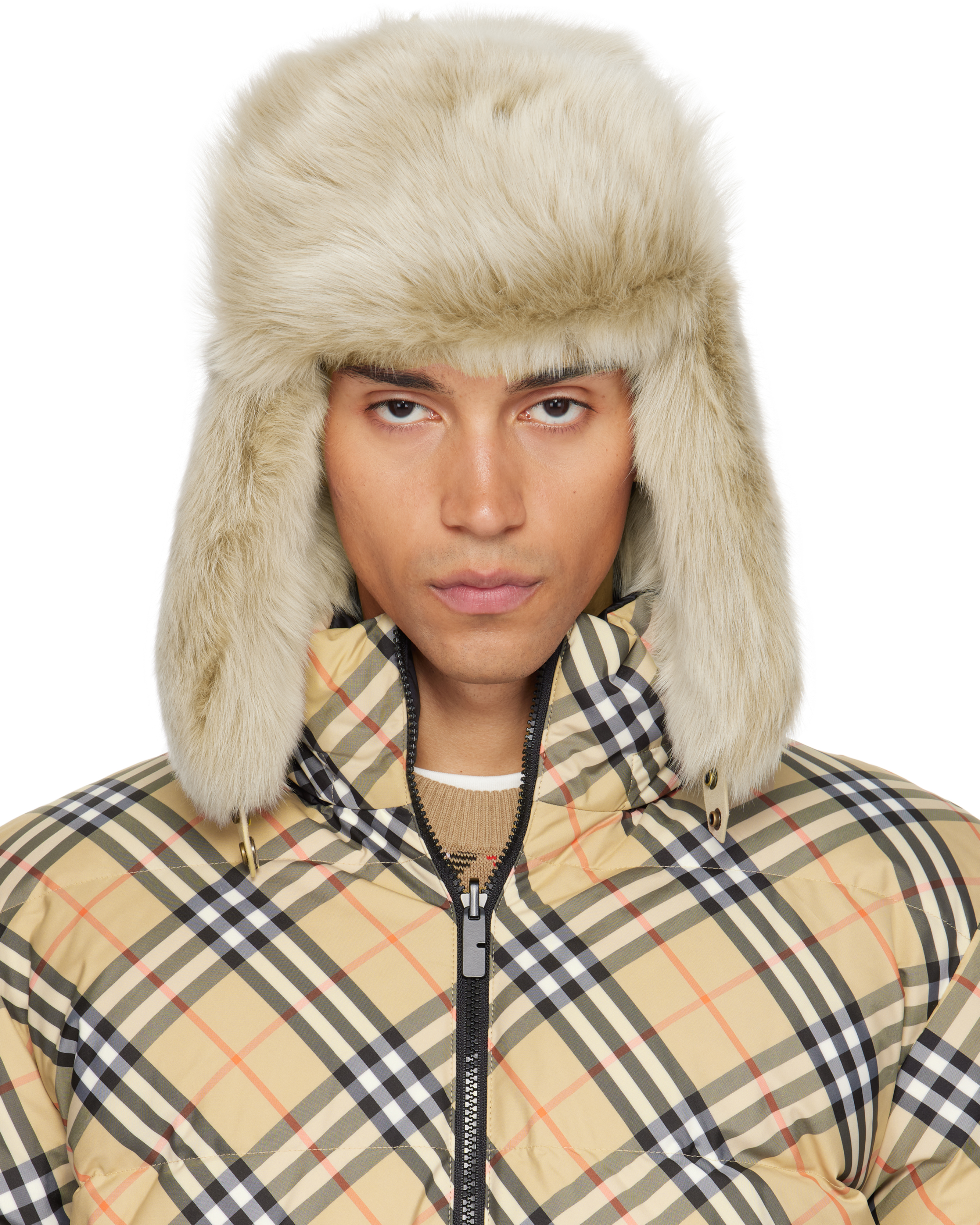 VINTAGE SUEDE SHEARLING BURBERRY HAT, NEVER WORN and in excellent condition! Burberry Check Wool & Shearling Trapper Hat | Neiman Marcus main image 3