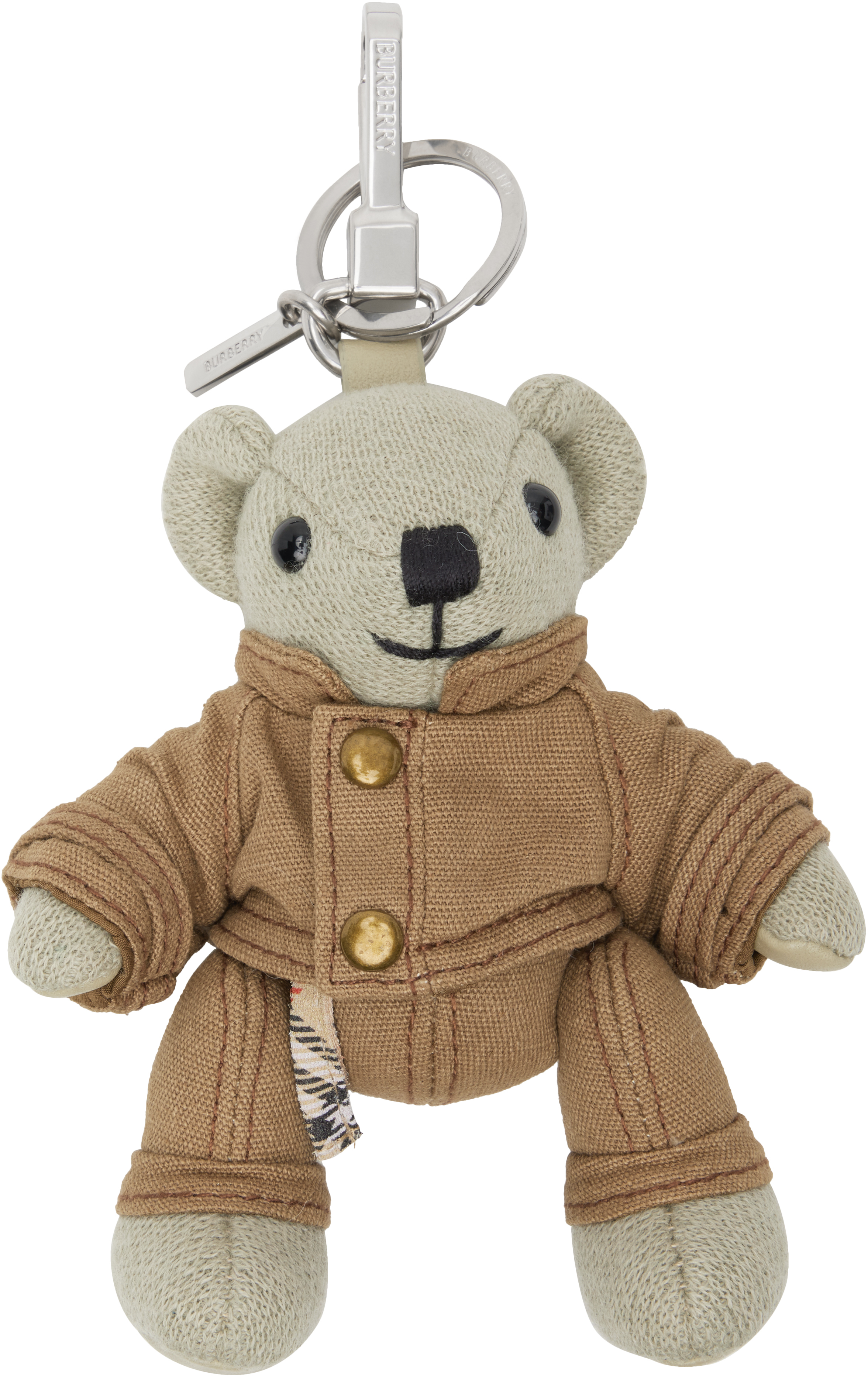Burberry: Brown & Gray Thomas Bear Charm Keychain | SSENSE
