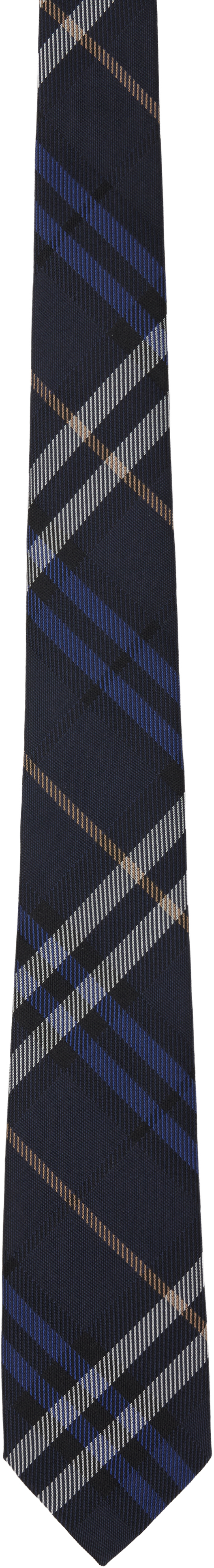 Navy Check Silk Tie