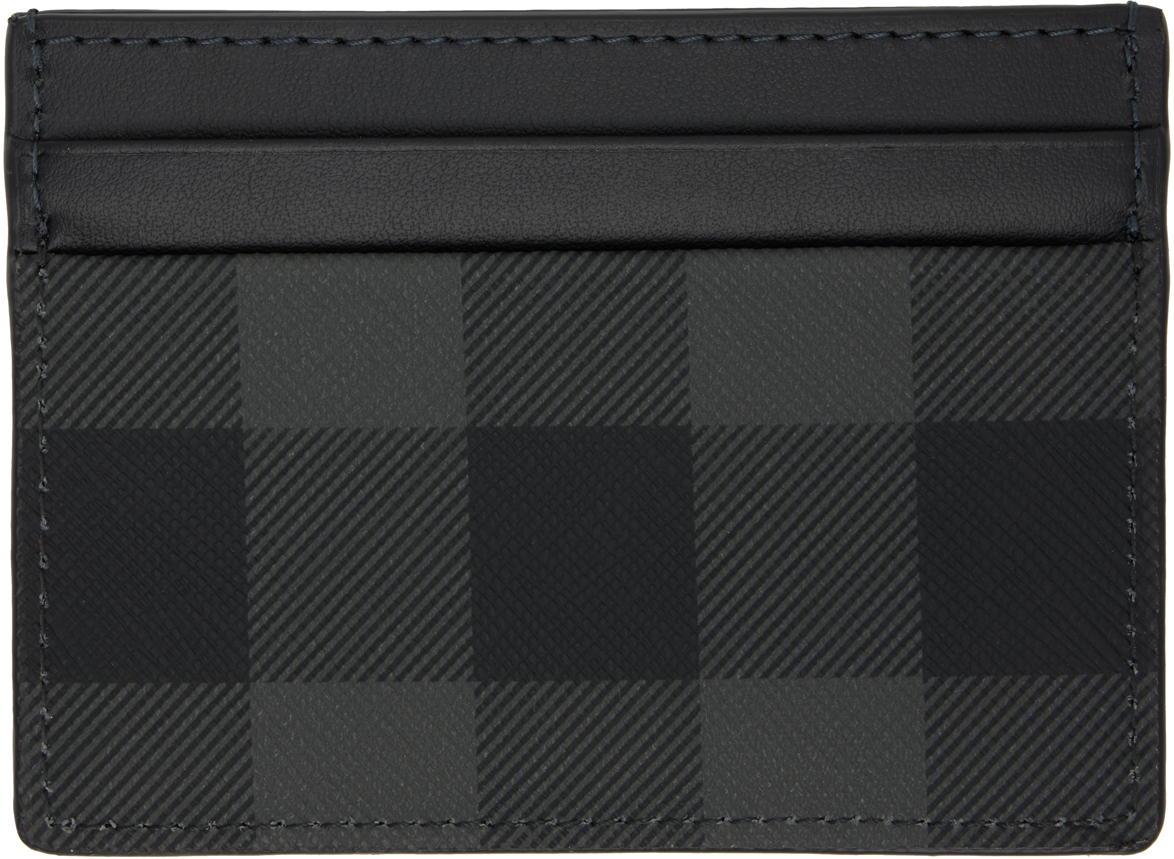 Burberry Compact Checkered Canvas Card Holder In Gray