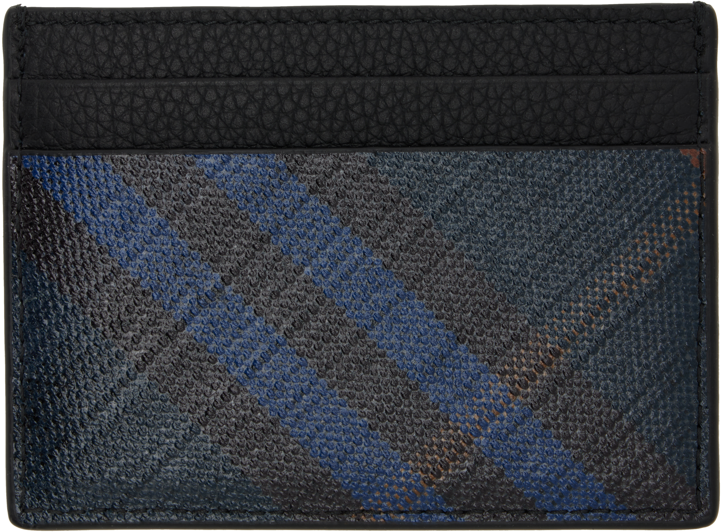 Burberry Navy Tall Check Card Holder In Blue