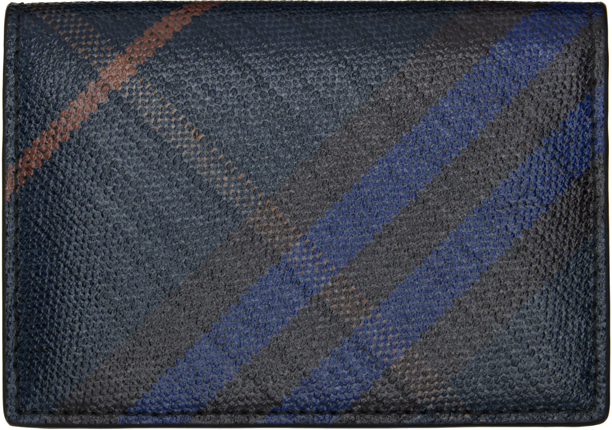 Burberry: ネイビー チェック 二つ折りカードケース | SSENSE 日本