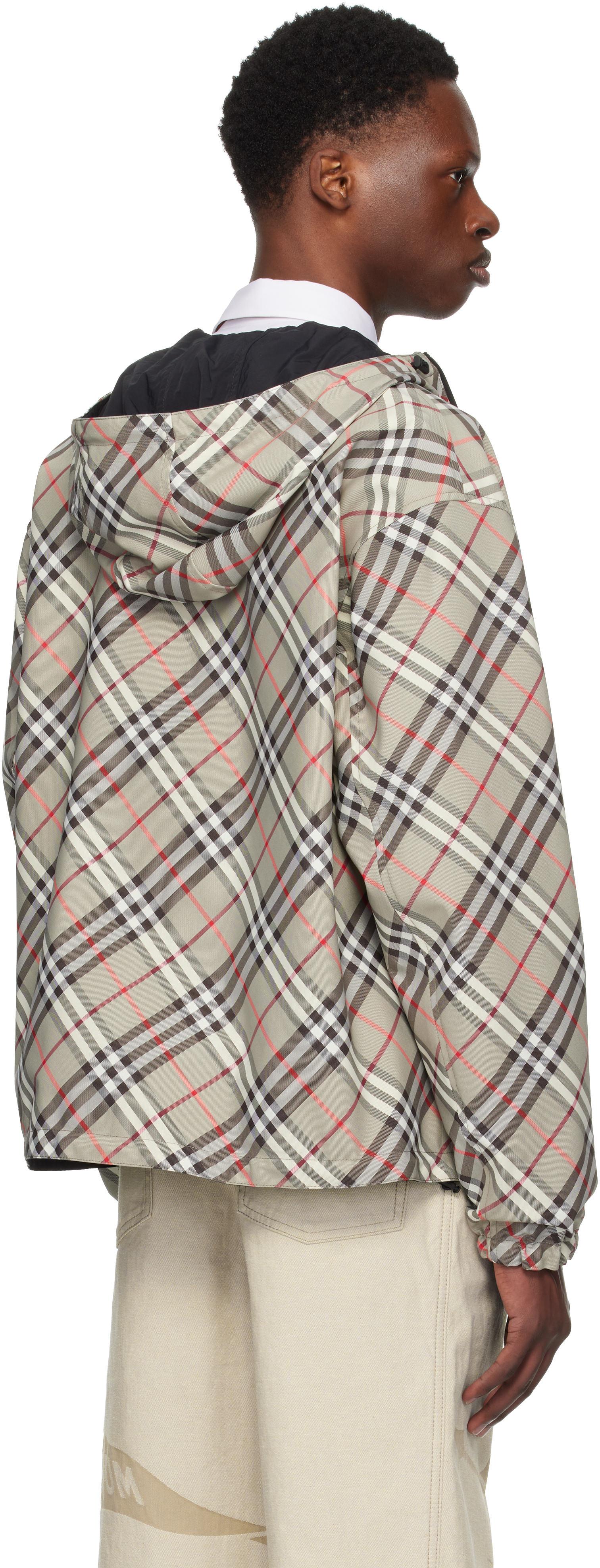 Burberry Taupe & Black Check Reversible Jacket