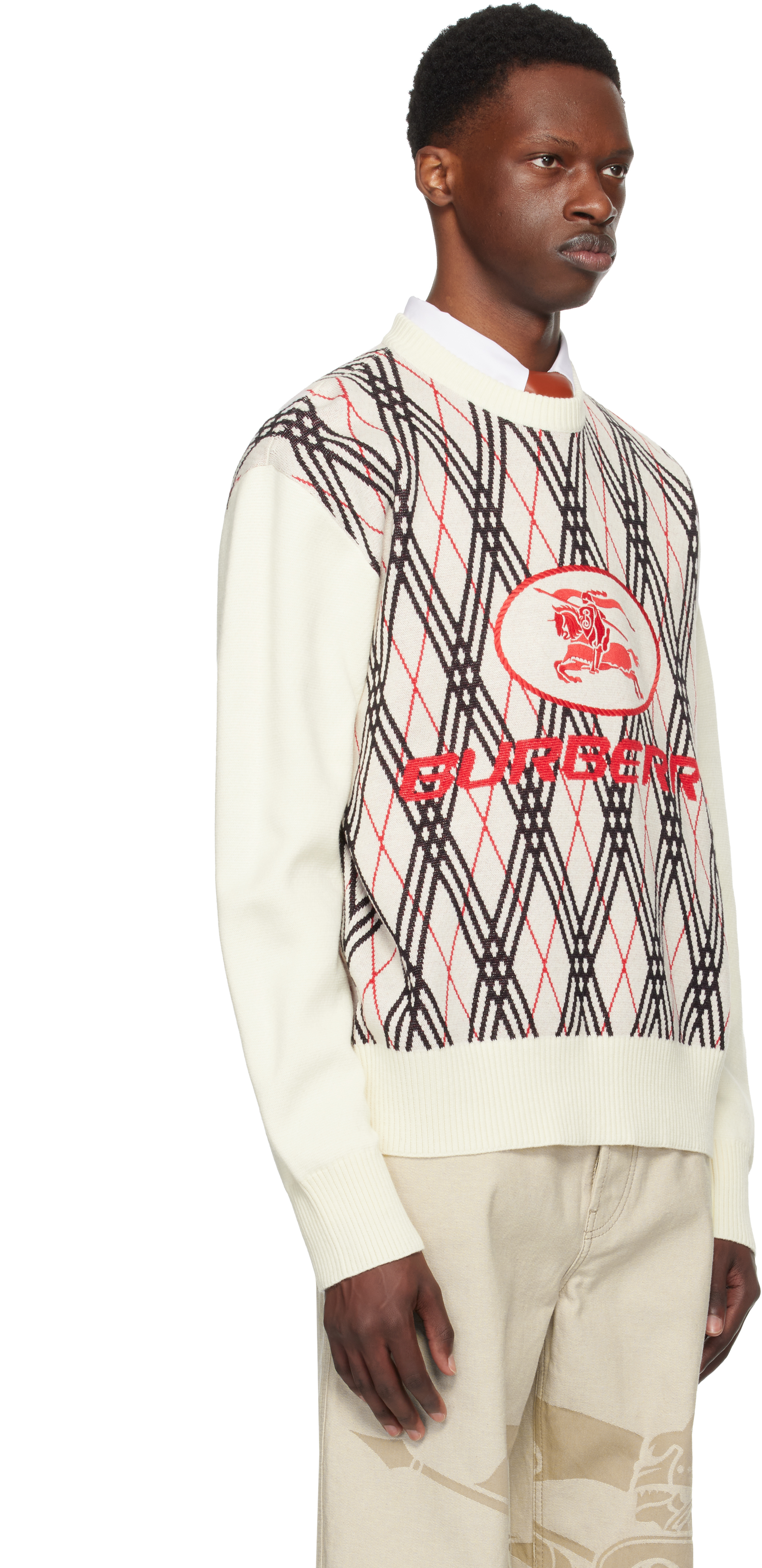 Burberry Argyle Pattern Crew Neck Sweater