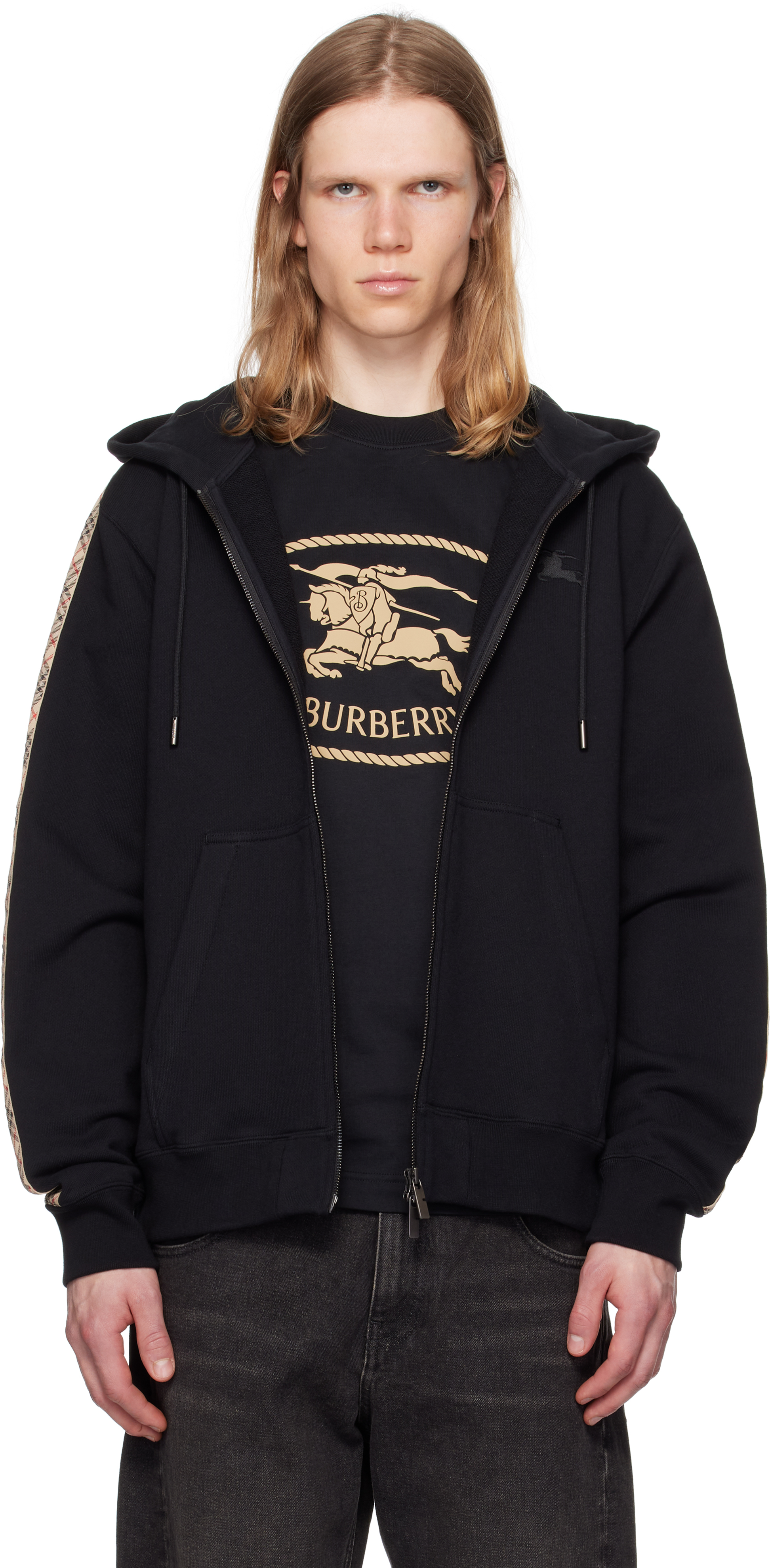 バーバリー チルドレン トレーナー 8y 130 135 140 黒 エンボス バーバリー 子供服 ジップアップ[品番：AXEB0030857]｜AXES