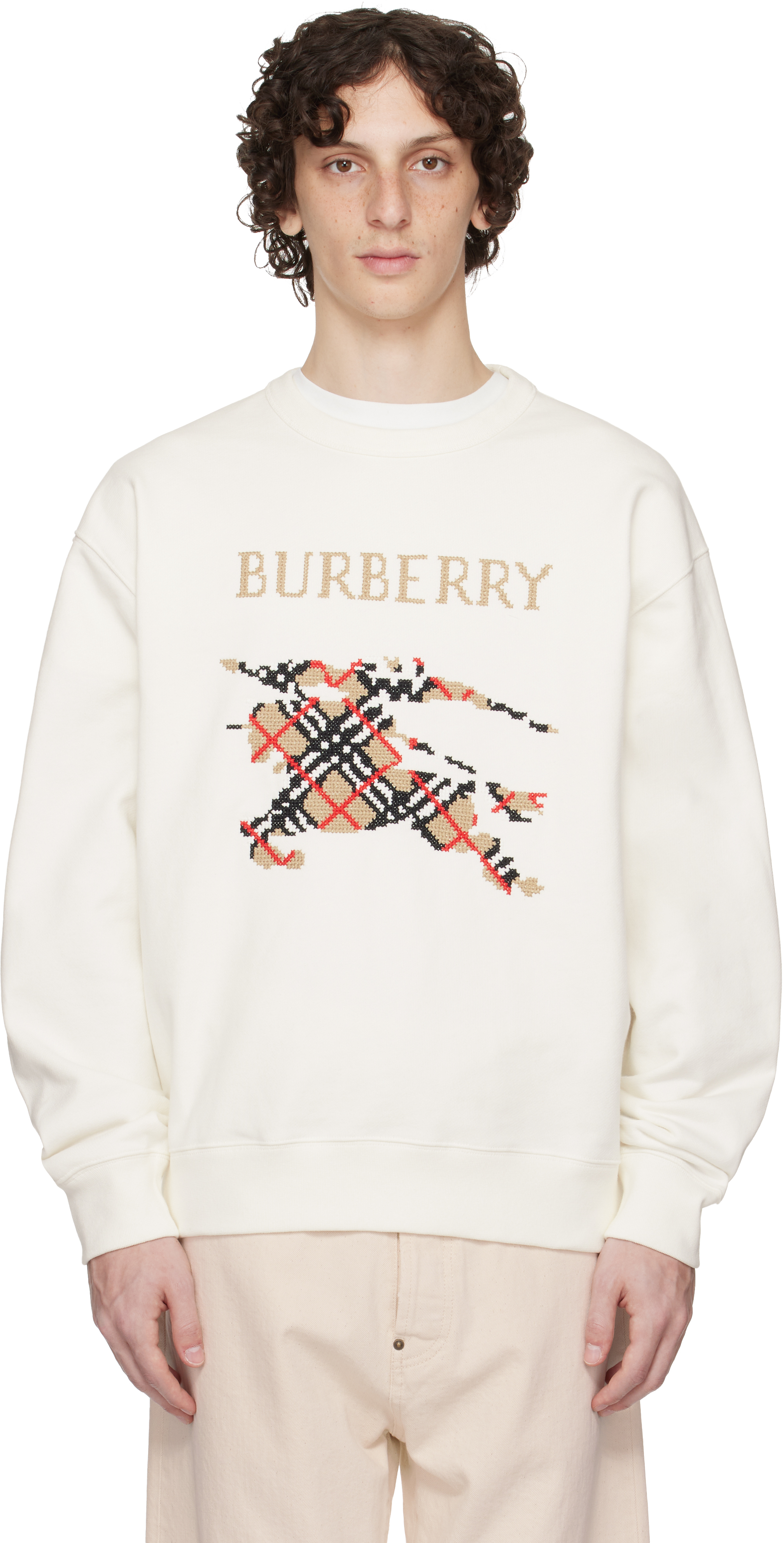 Burberry Crewneck Cotton Sweatshirt With Cross Stitch Ekd