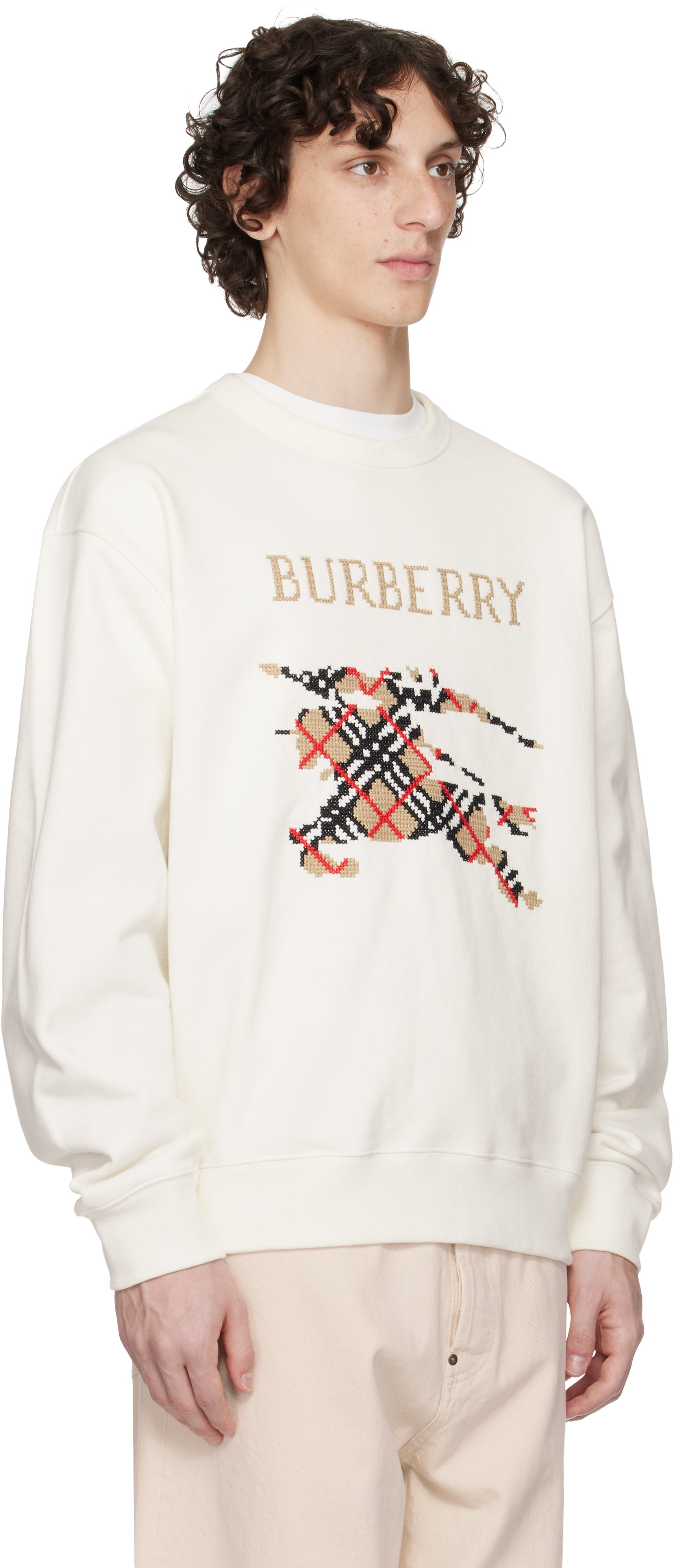 Burberry Crewneck Cotton Sweatshirt With Cross Stitch Ekd