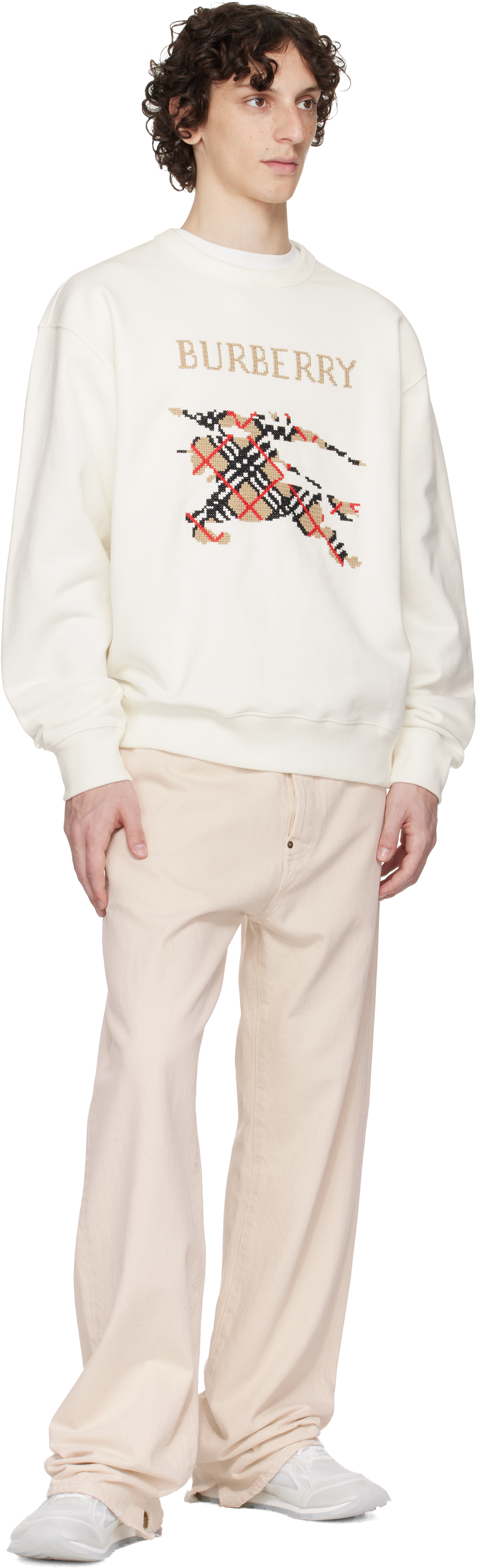 Burberry Crewneck Cotton Sweatshirt With Cross Stitch Ekd