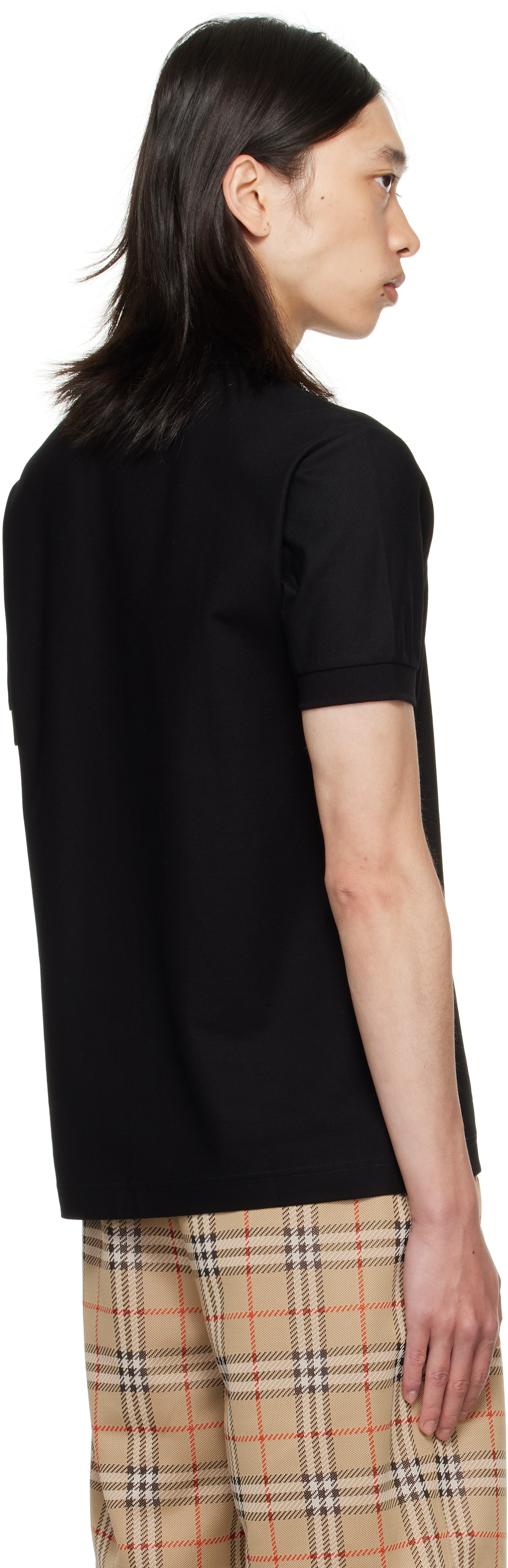 Burberry Black Metal Ekd Cotton Polo In Black