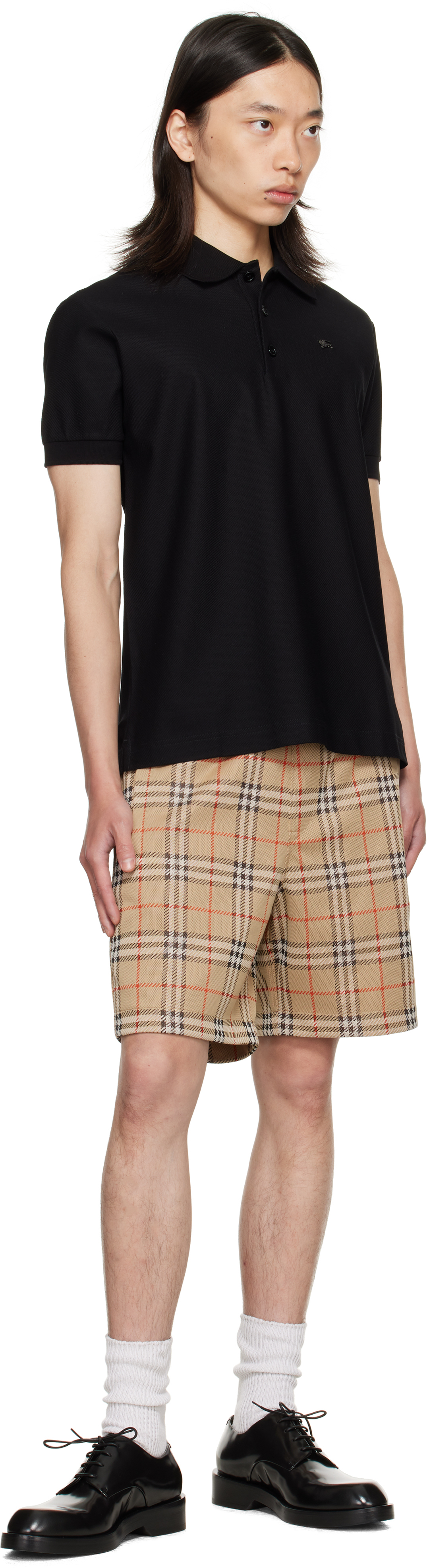Burberry Black Metal Ekd Cotton Polo In Black
