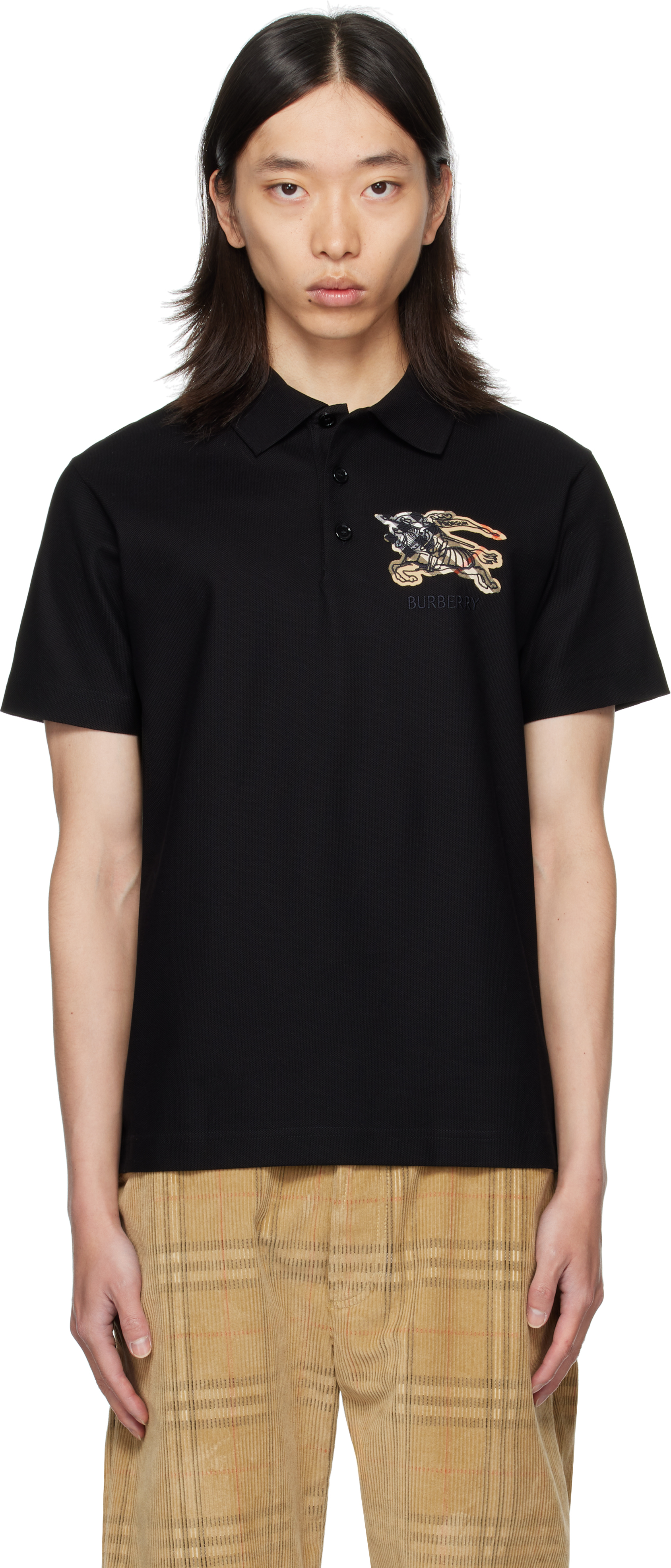 Burberry: ブラック EKD ポロシャツ | SSENSE 日本