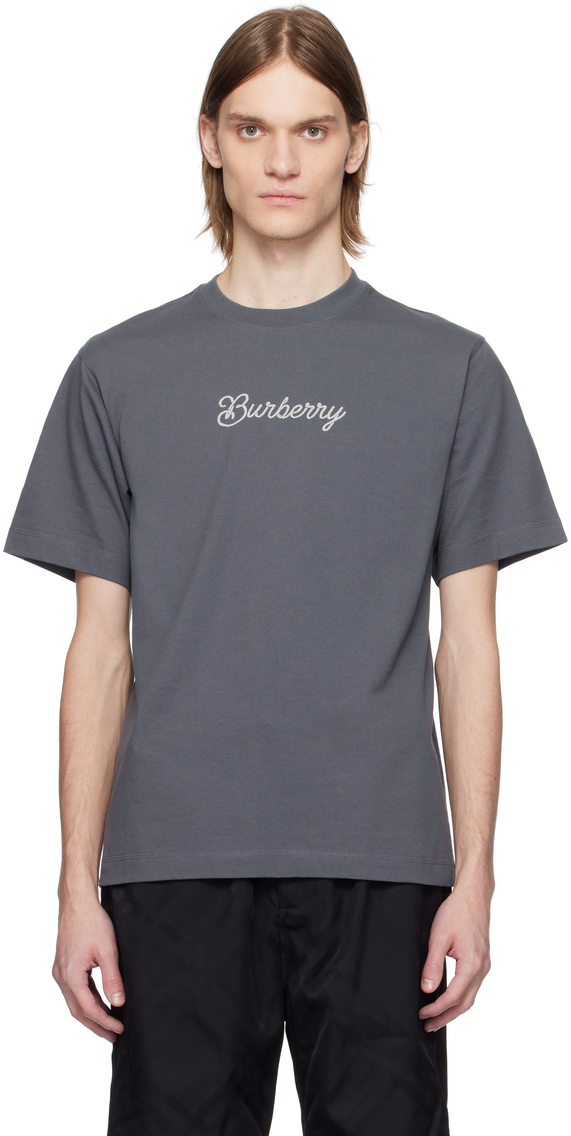 Burberry: グレー Surfer Knight コットン Tシャツ | SSENSE 日本