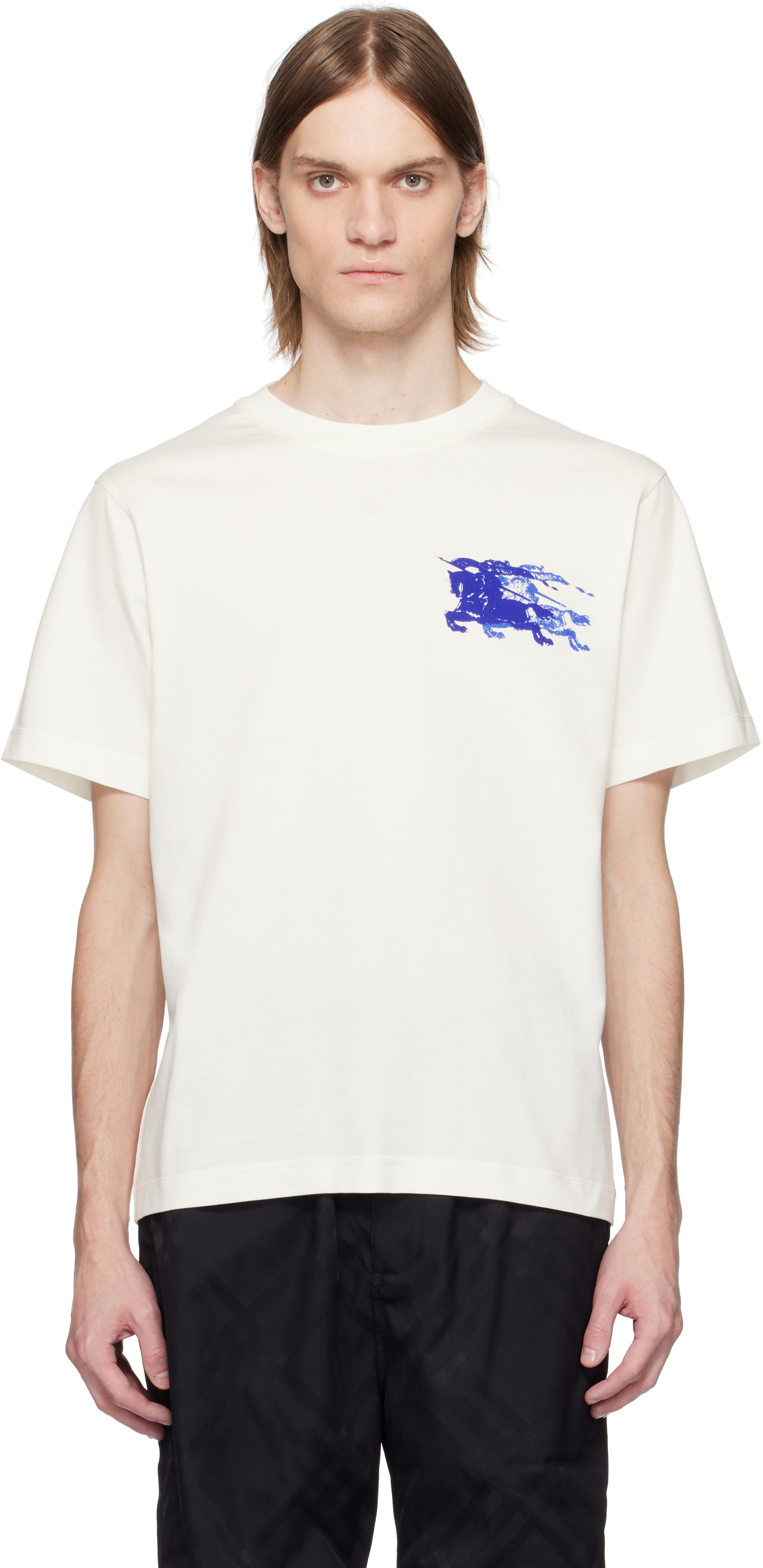 Burberry: White EKD Cotton T-shirt | SSENSE