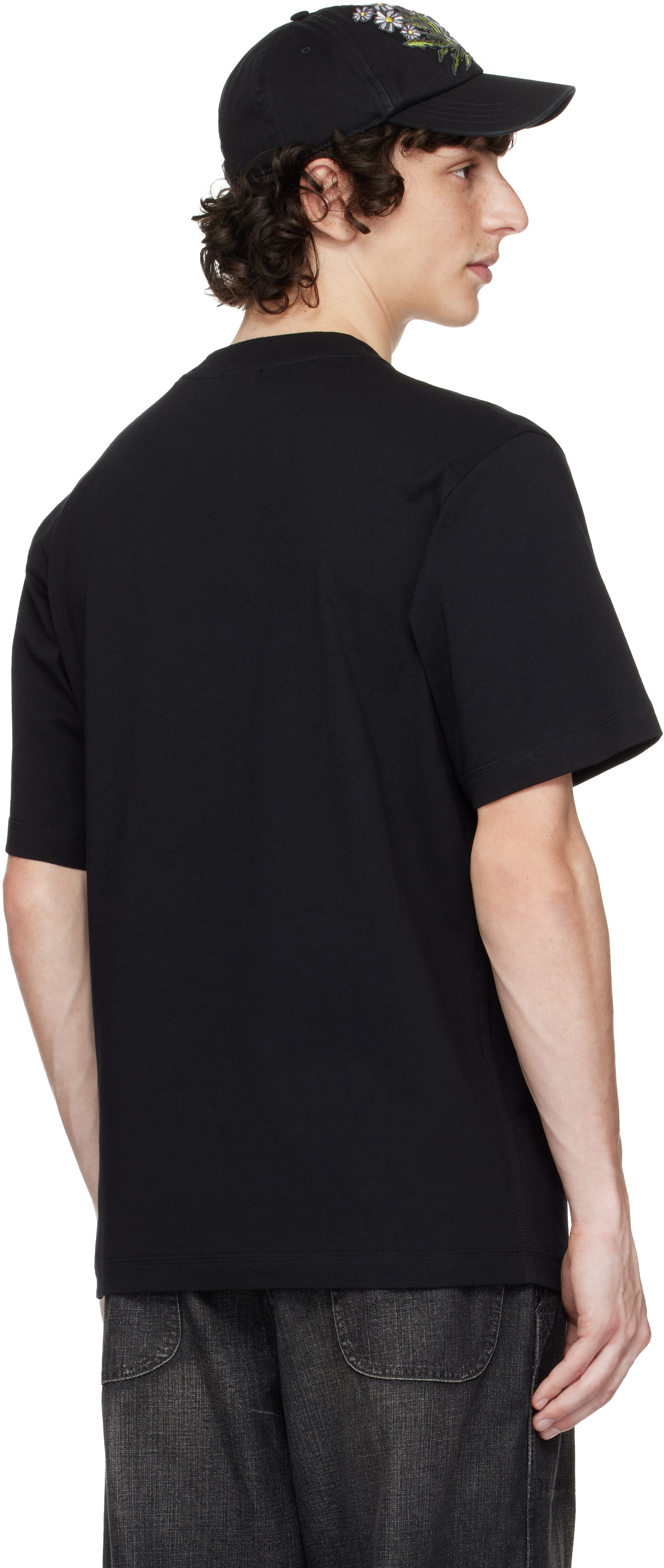 Burberry Black T-shirt With Contrasting Equestrian Knight Print In Cotton Man