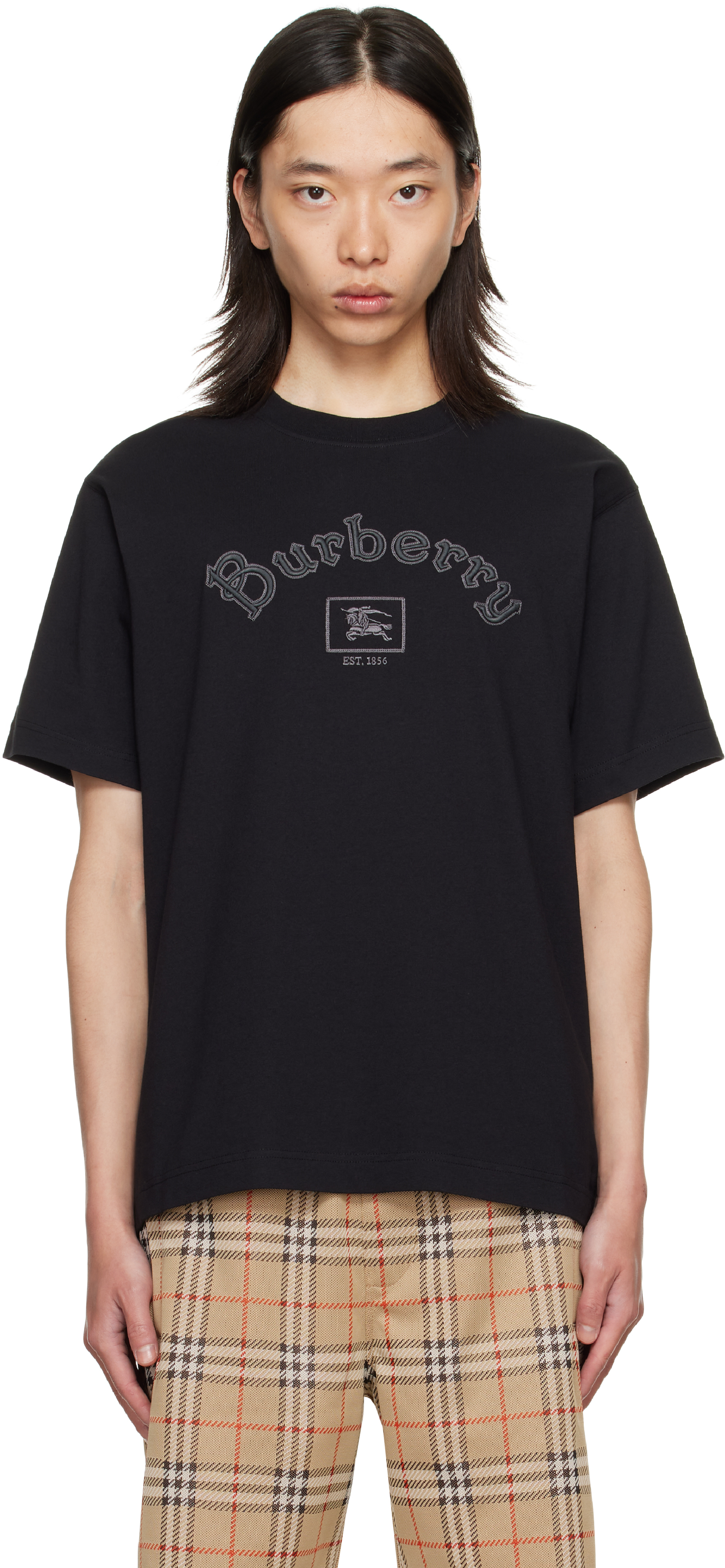 BURBERRY ブラック ウェア M Burberry: ブラック Gothic Logo コットン Tシャツ | SSENSE 日本