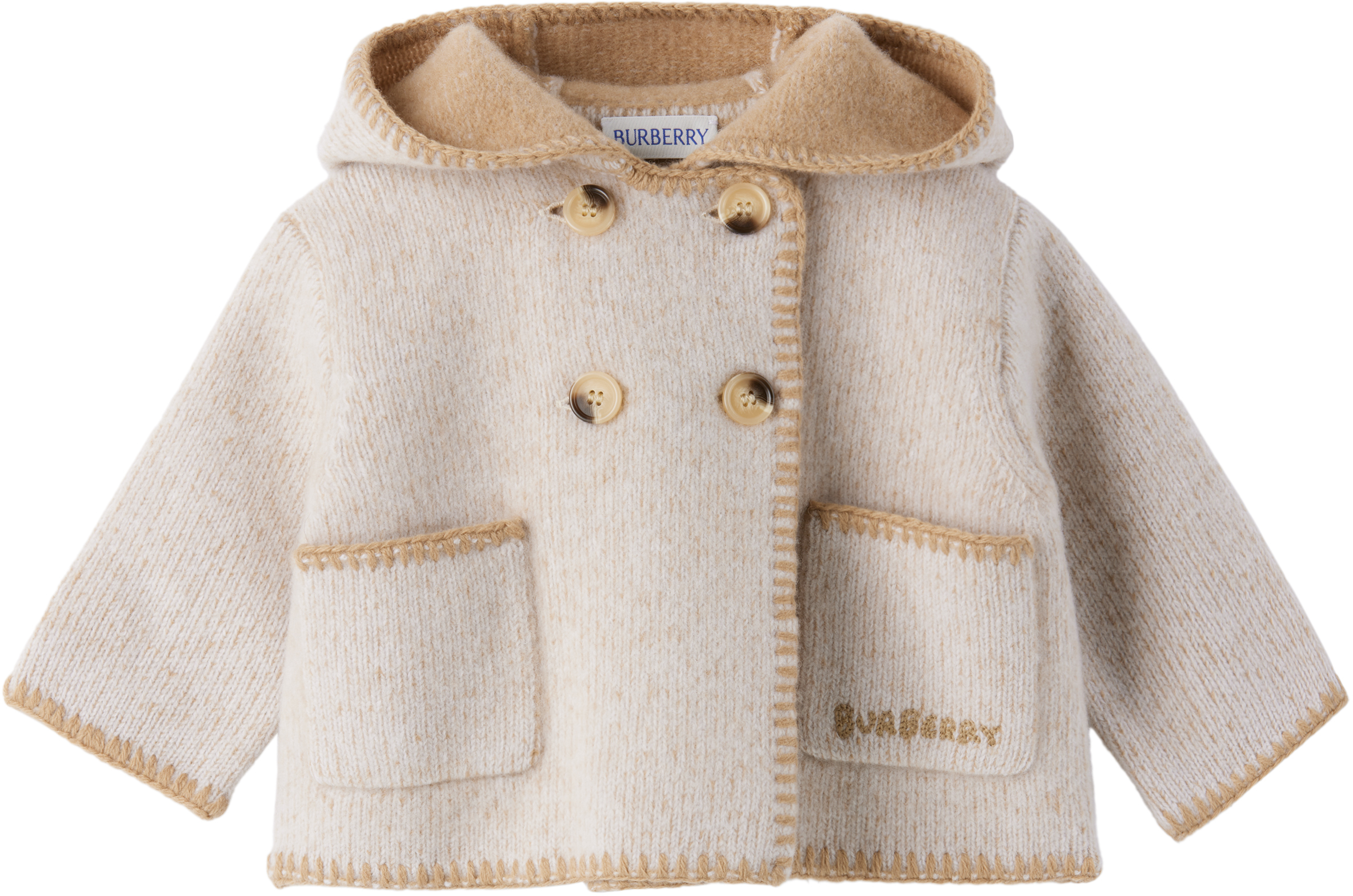 Baby Beige Wool Knit Jacket by Burberry SSENSE Canada