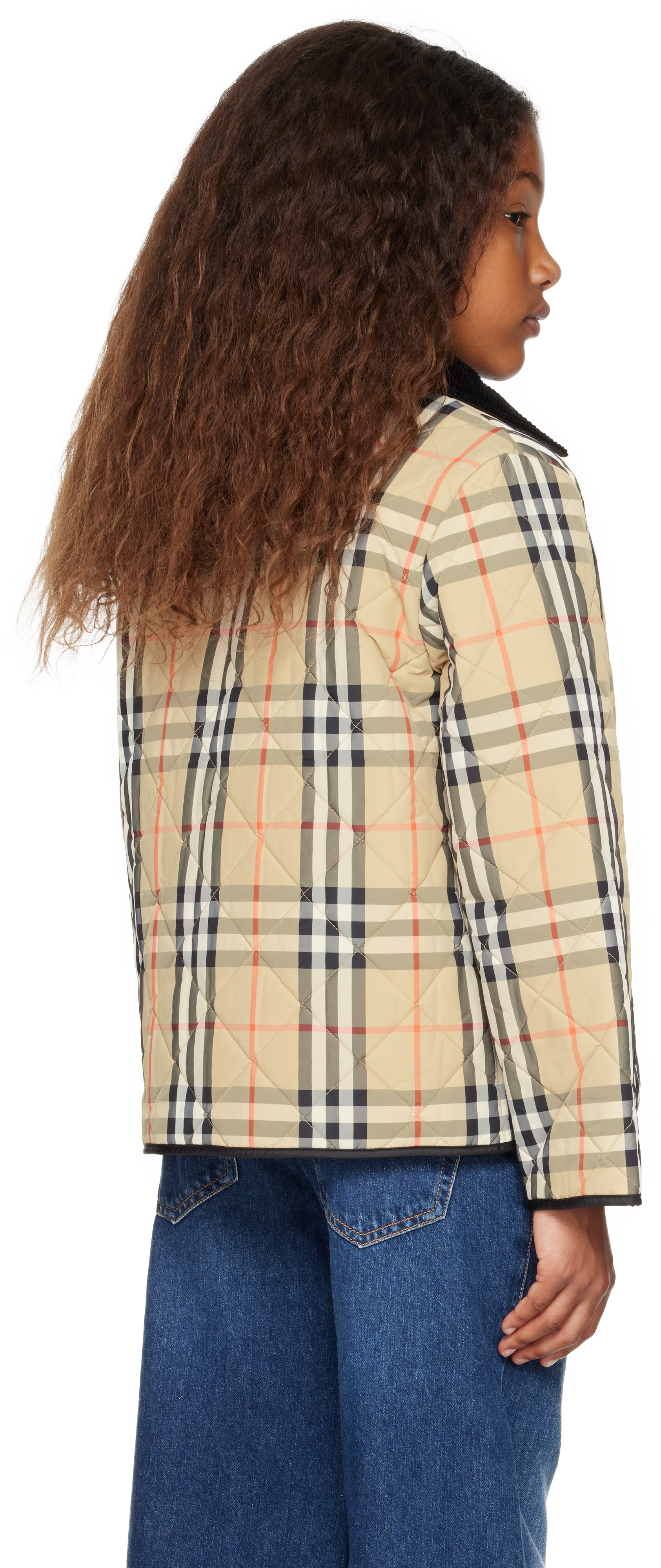 Burberry Kids Beige Quilted Check Jacket