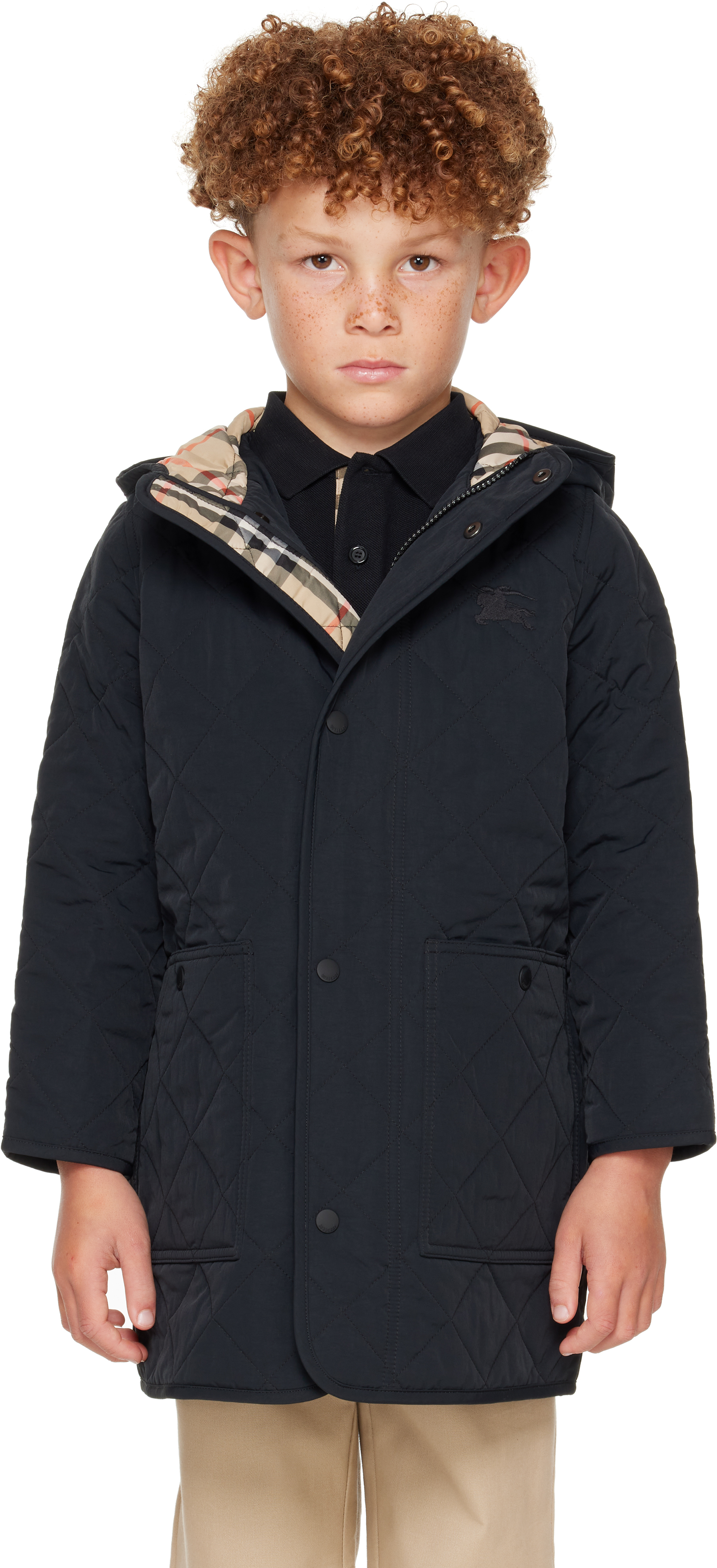 Kids Black Insulated Coat by Burberry on Sale