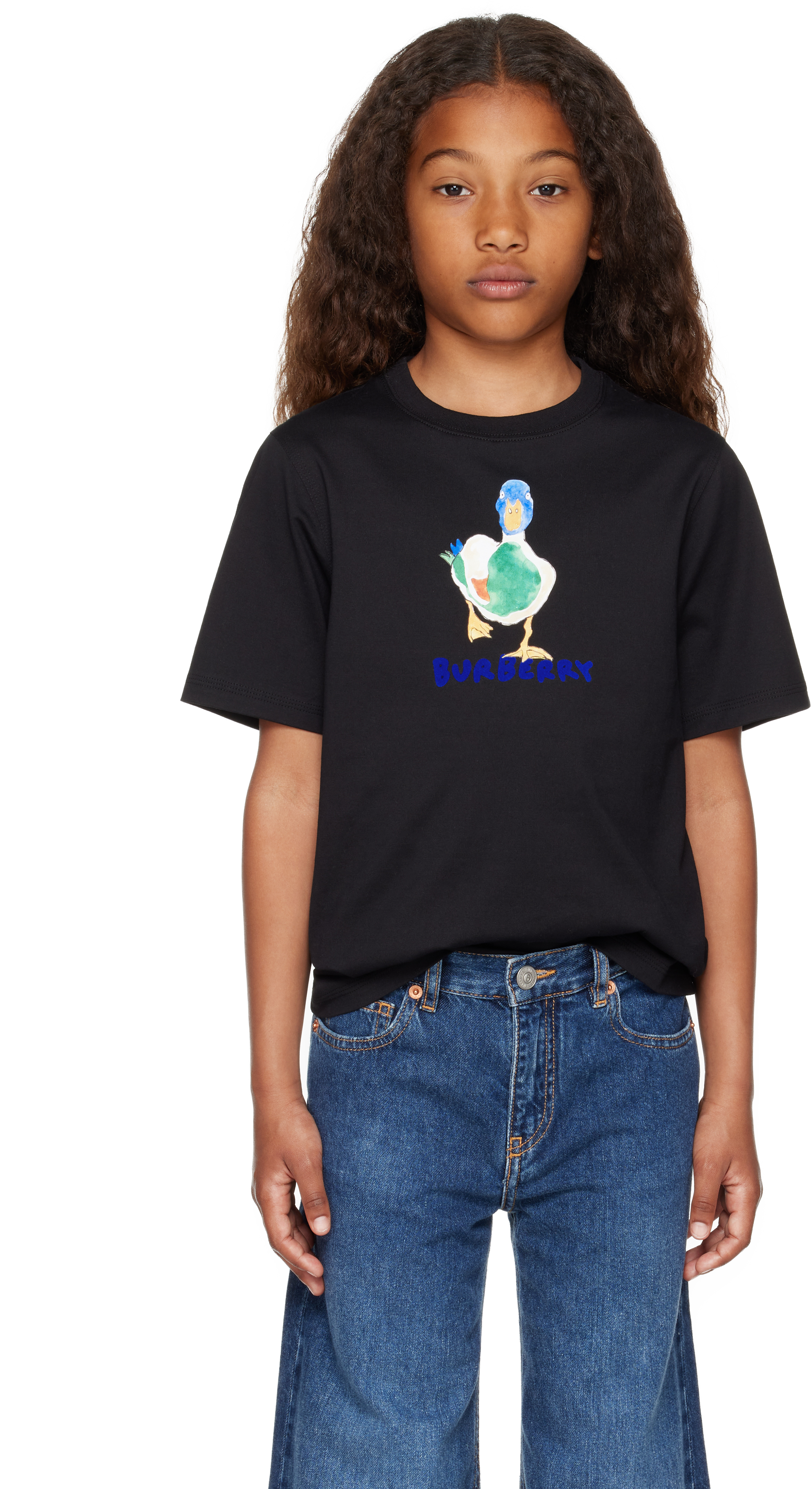Kids Black Cedar Duck Walk T-shirt by Burberry on Sale