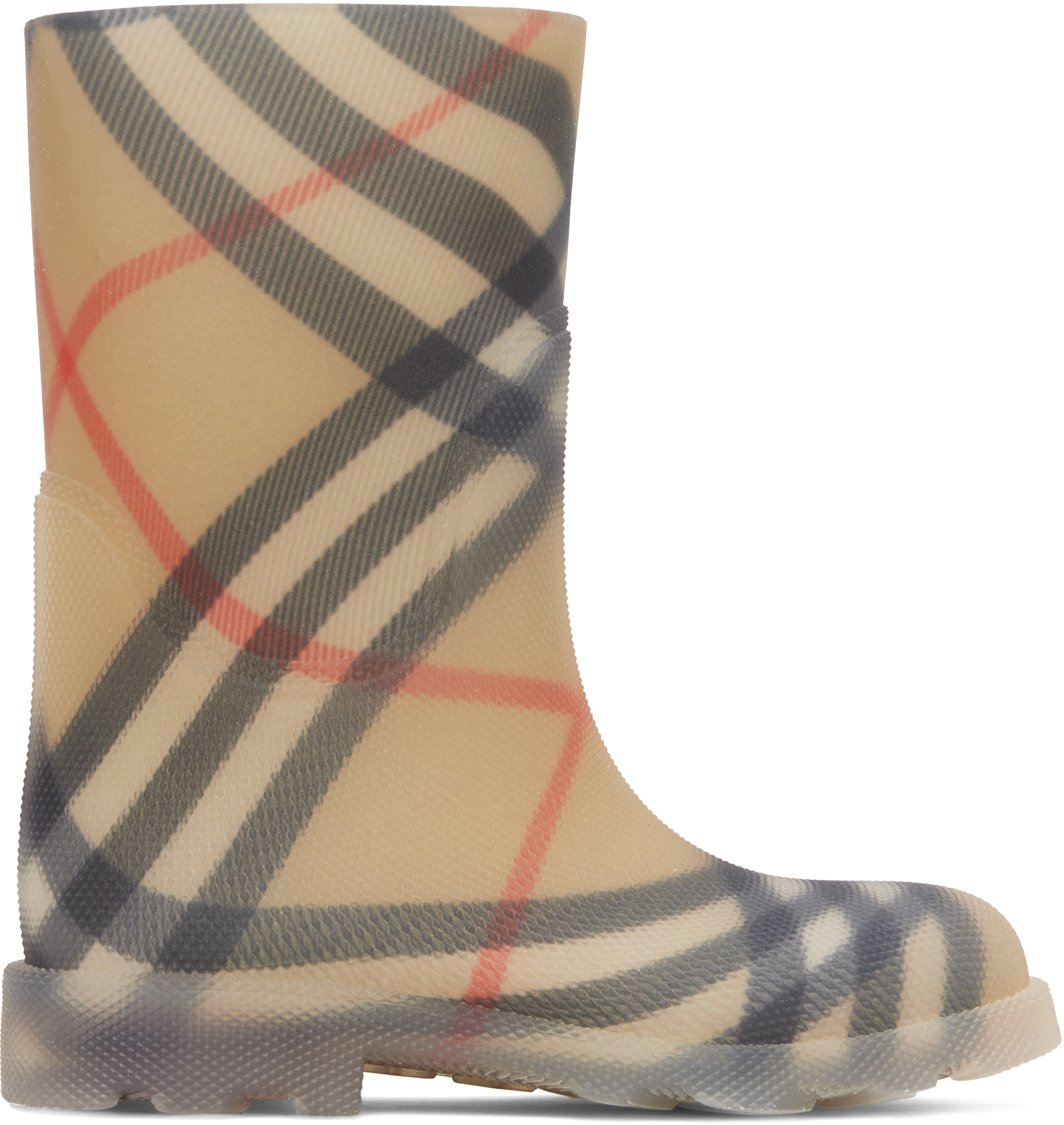 Burberry Big Kids Beige Check Rubber Marsh Boots