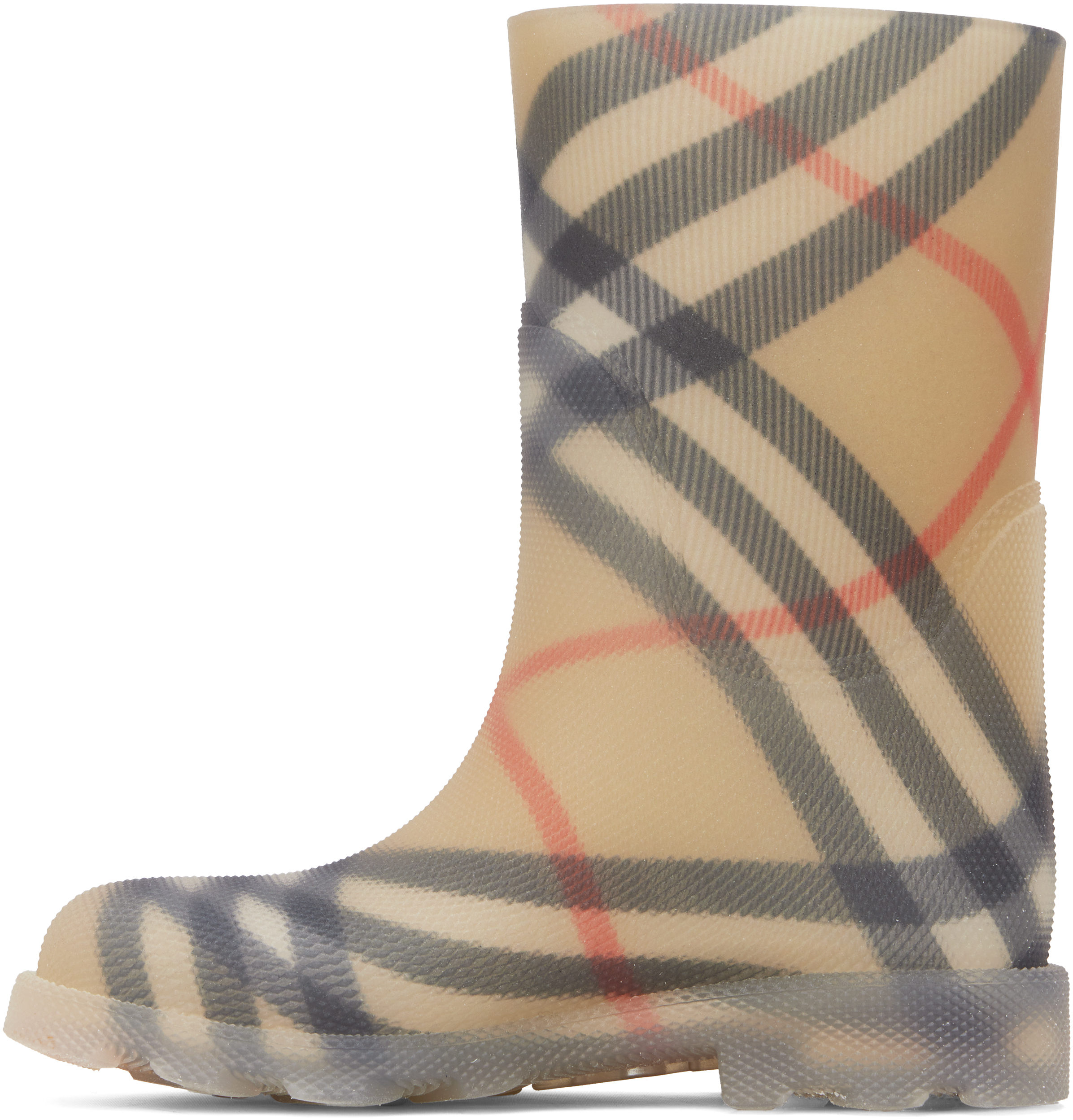 Burberry Big Kids Beige Check Rubber Marsh Boots