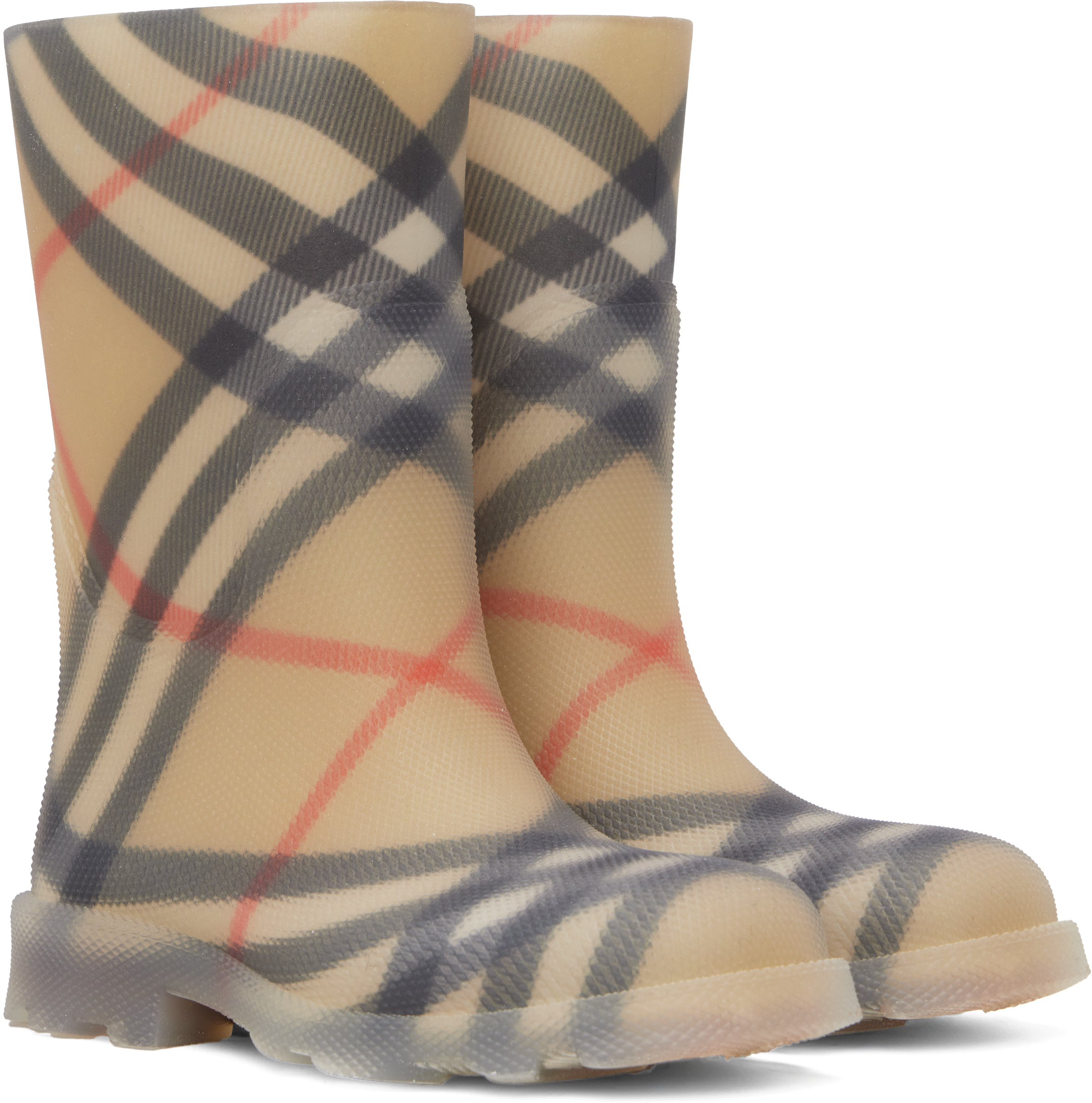 Burberry Big Kids Beige Check Rubber Marsh Boots