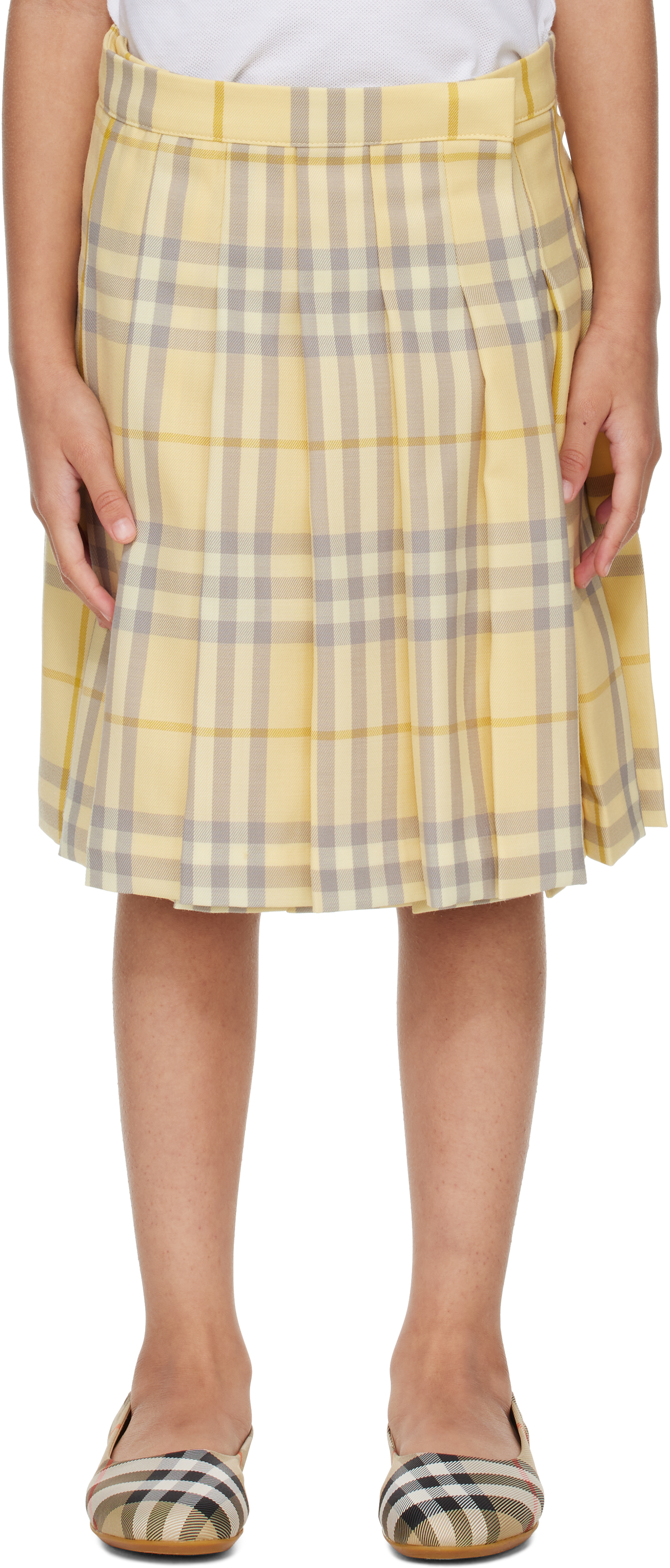 Kilt Yellow Tartan Skirt Yarn Kids Yellow Check Wool Kilt Skirt By