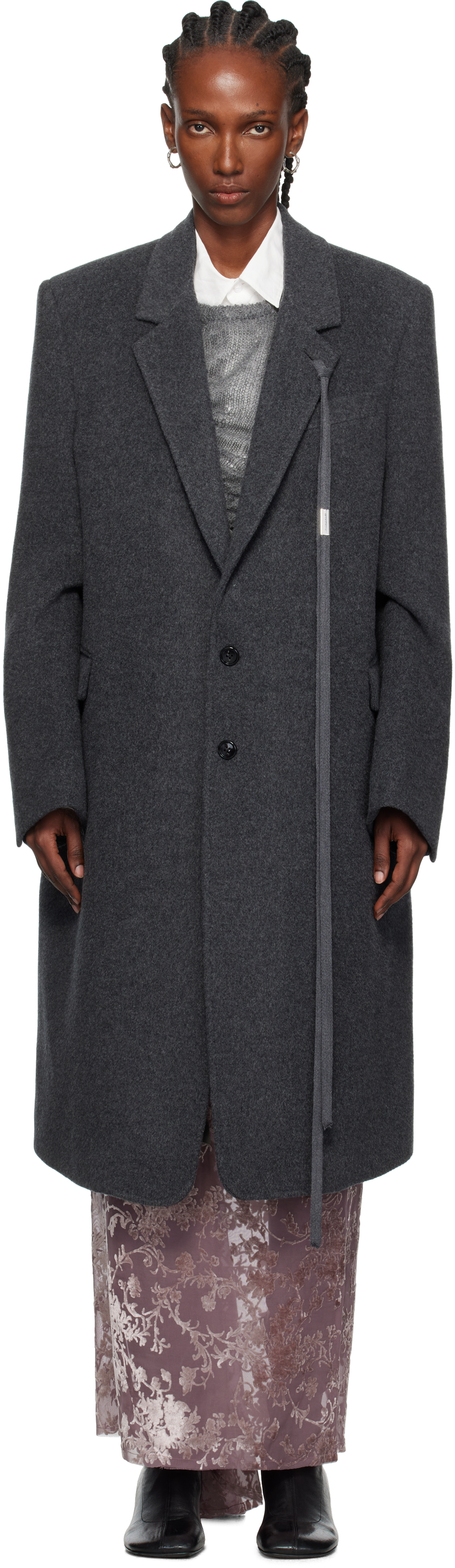 Ann Demeulemeester Gray Viv High Comfort Tailored Coat In Gray
