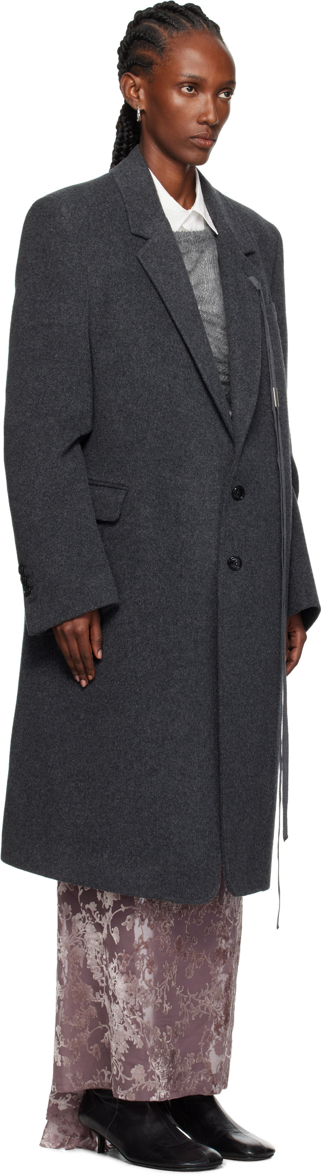 Ann Demeulemeester Gray Viv High Comfort Tailored Coat In Gray