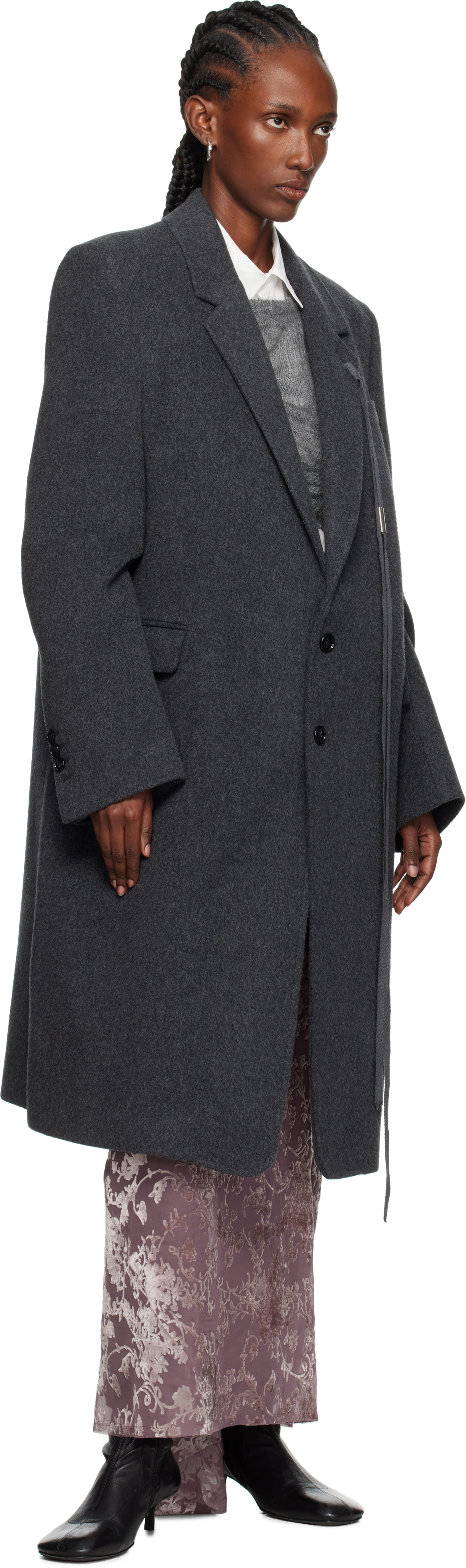 Ann Demeulemeester Gray Viv High Comfort Tailored Coat In Gray