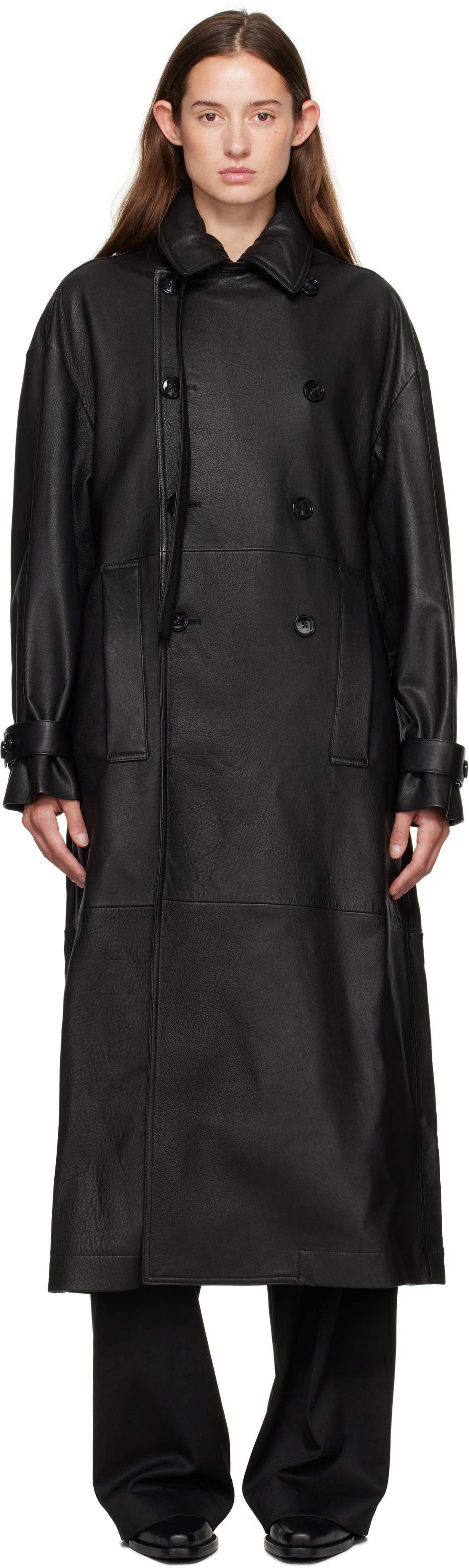 ANN DEMEULEMEESTER ブラック トレンチコート S アンドゥムルメステール(ANN DEMEULEMEESTER)アンドゥムルメス