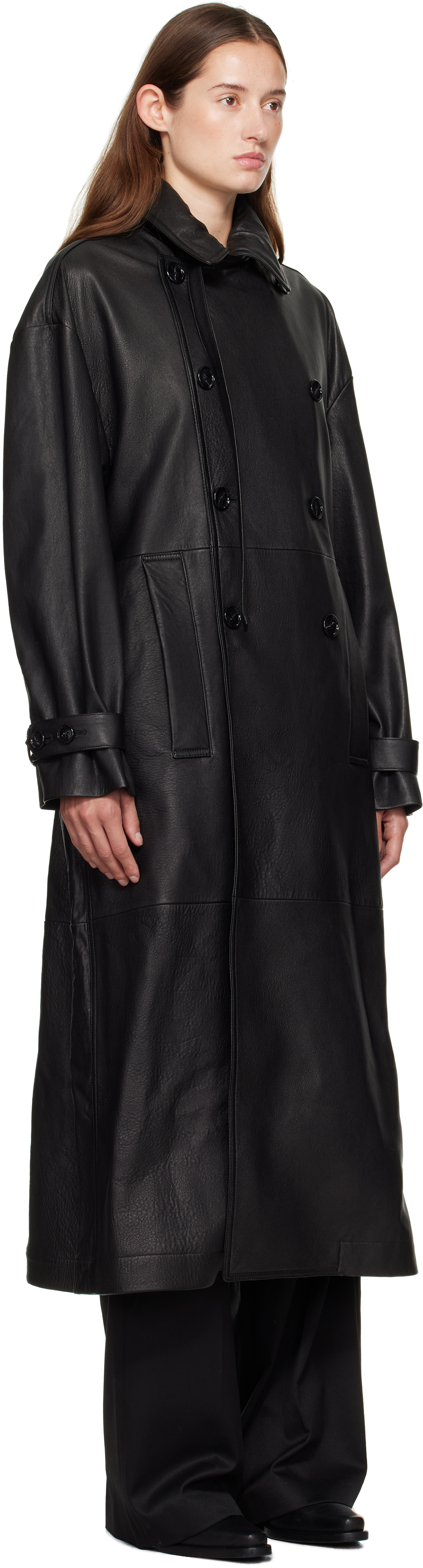 Ann Demeulemeester Black Ansa Double-breasted Trench Coat In Black